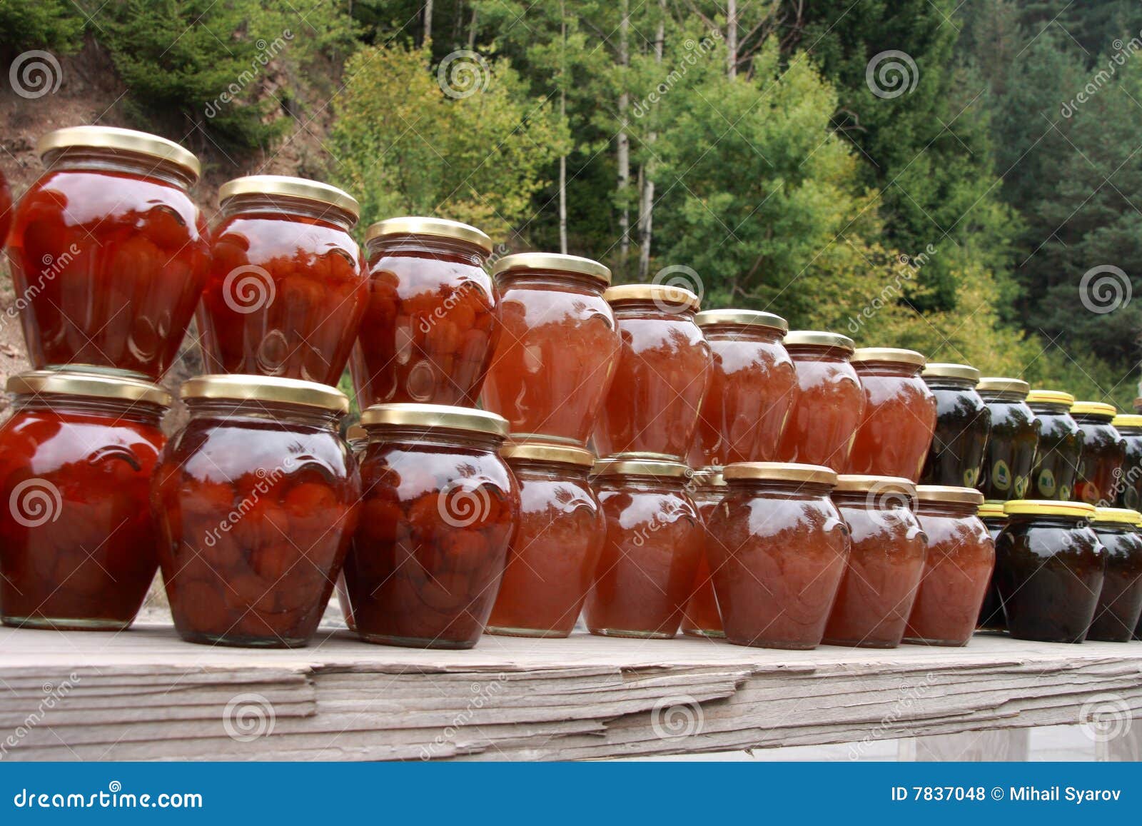 Pots of jam stock photo. Image of outdoors, strawberry 7837048