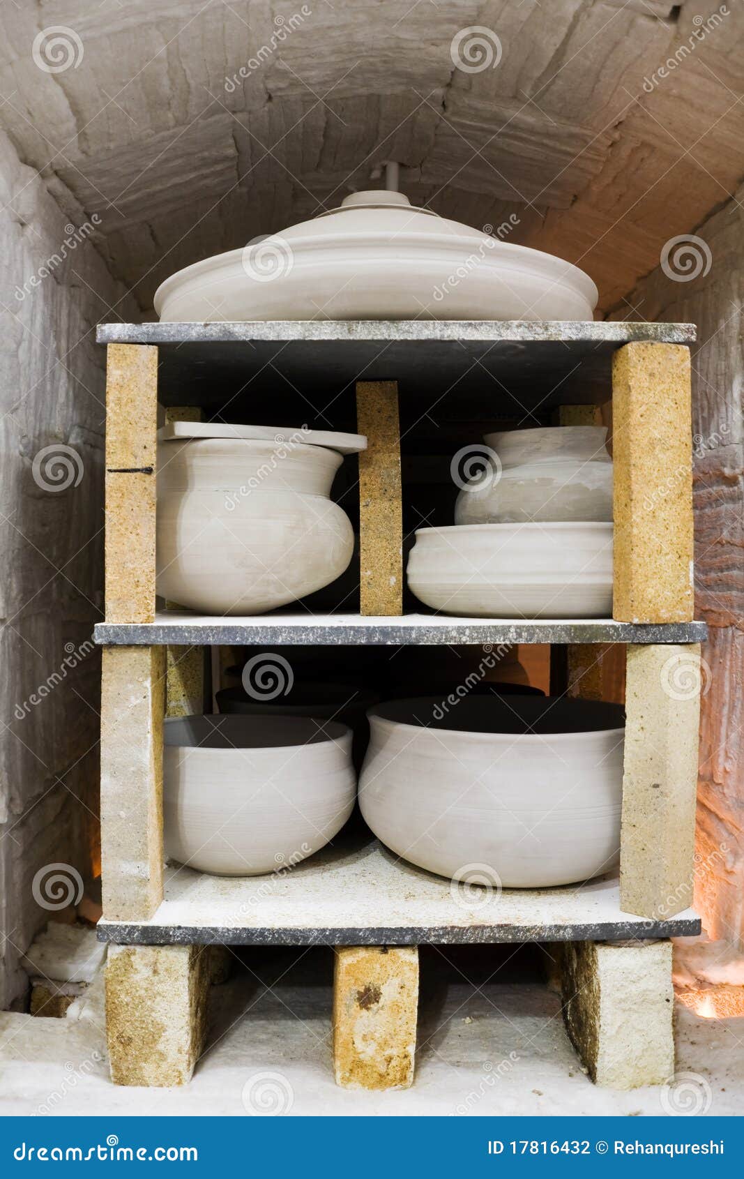 Pots in the kiln. stock photo. Image of clay, bricks 17816432