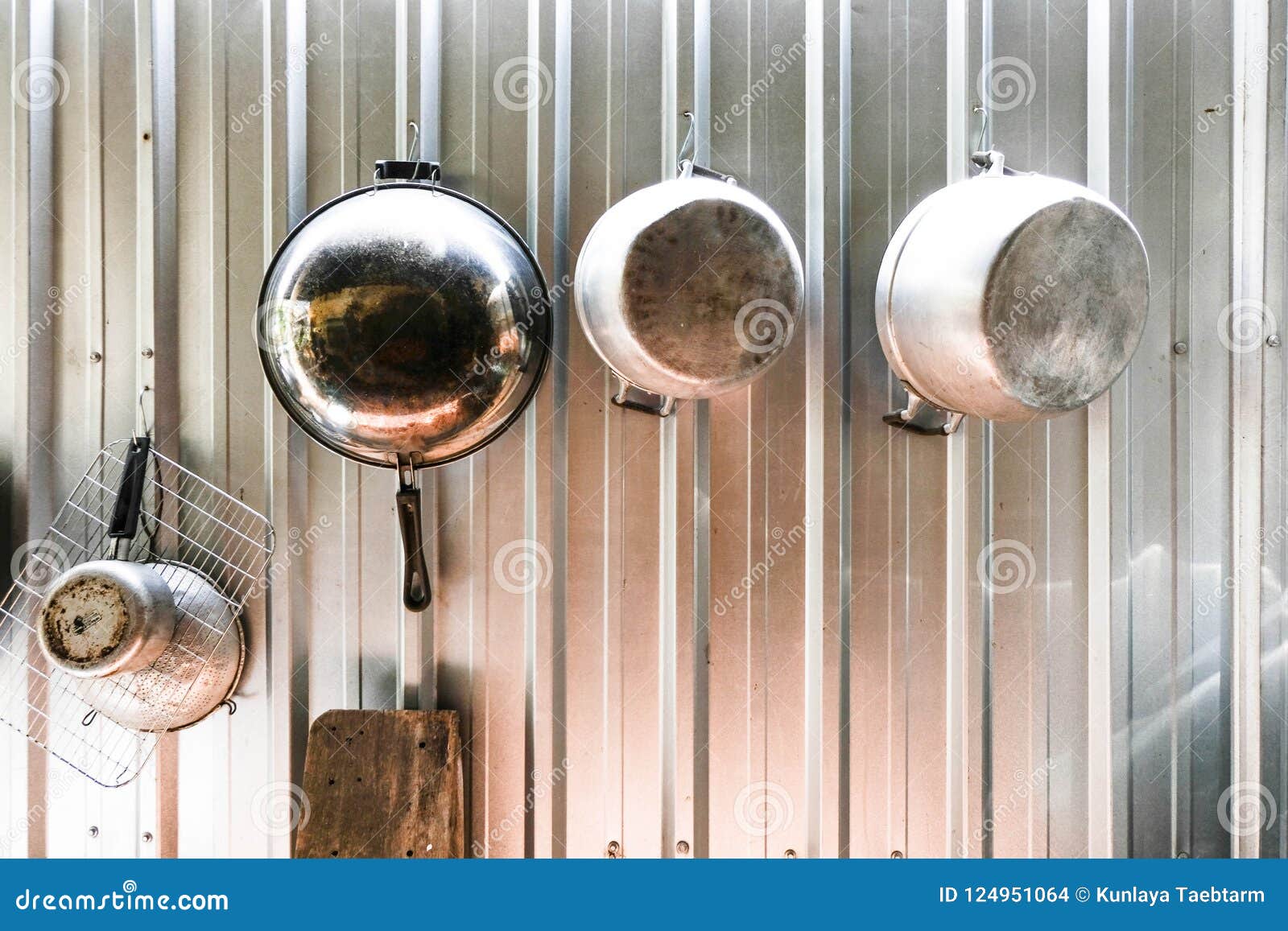 Pots and Pans Hung Up in a Thai Kitchen Stock Photo Image of pans
