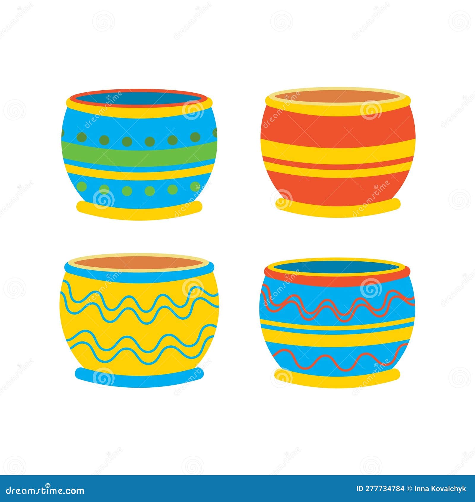 Pots, Pitchers, Jugs with Ornaments. Ukrainian Symbols Stock Vector ...