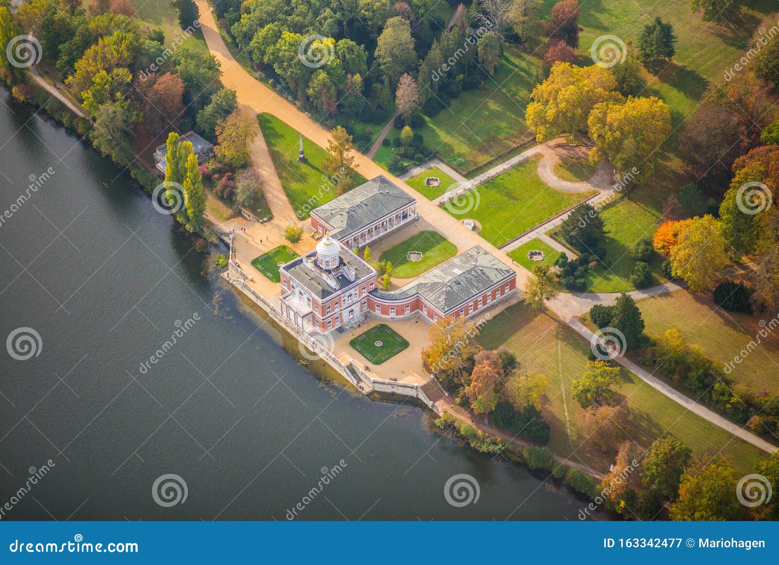 potsdam marble palace, marmorpalais located at `holy lake` heiliger see in the new garden neuer garten