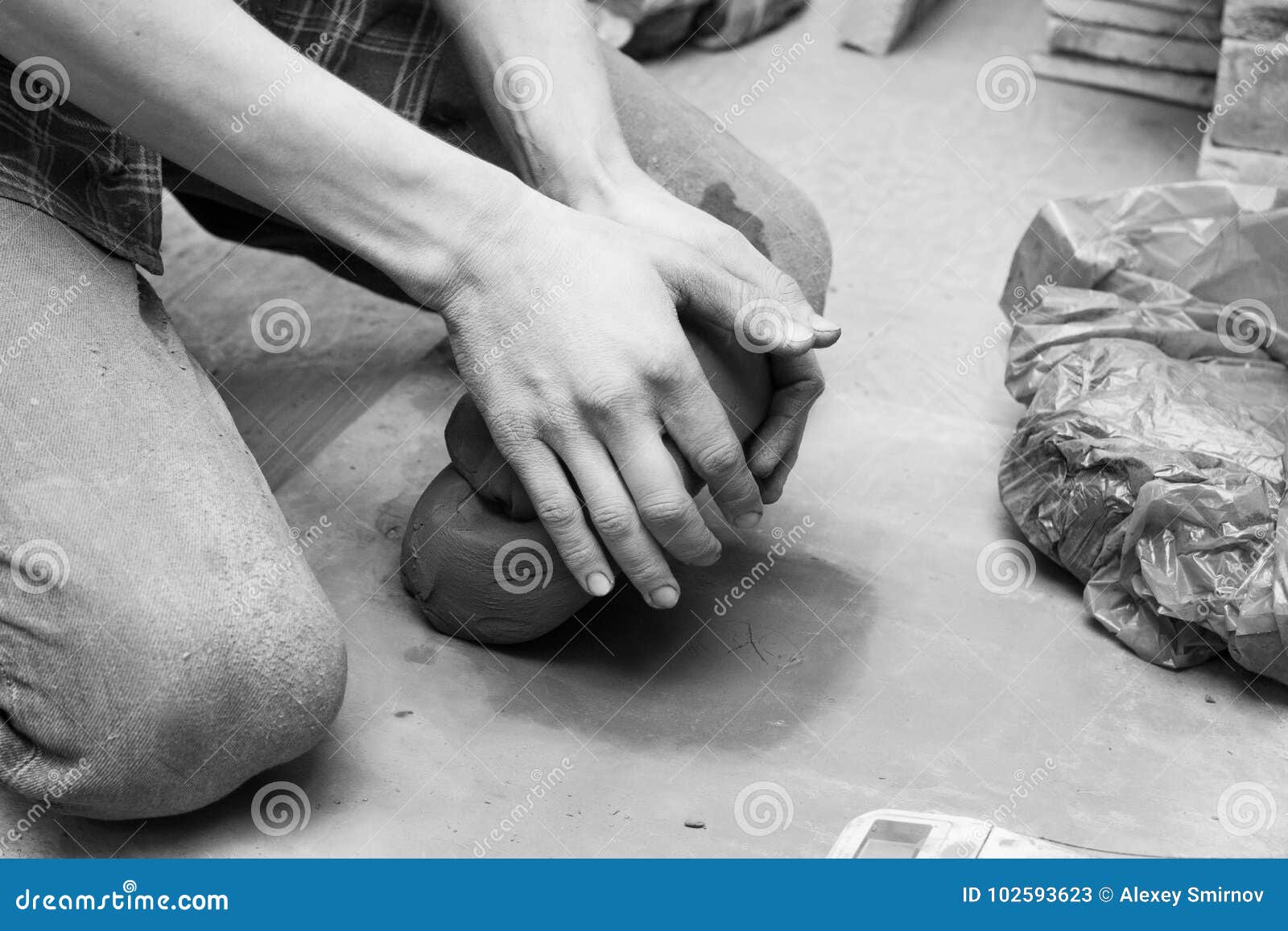 Potter doing his work stock image. Image of monochrome 102593623