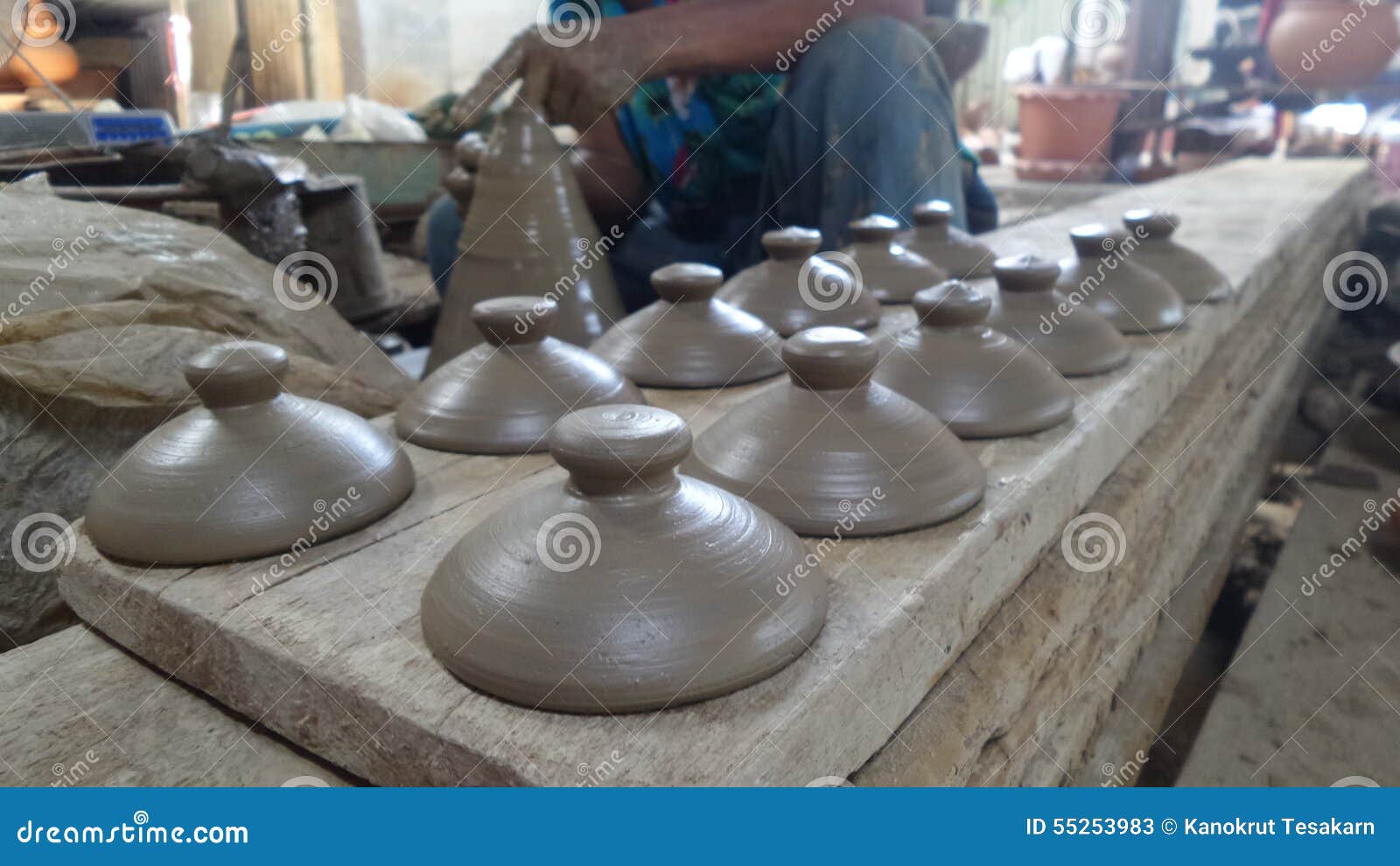 Potter S Hand Working on Spinning Wheel and Clay Stock Image Image of