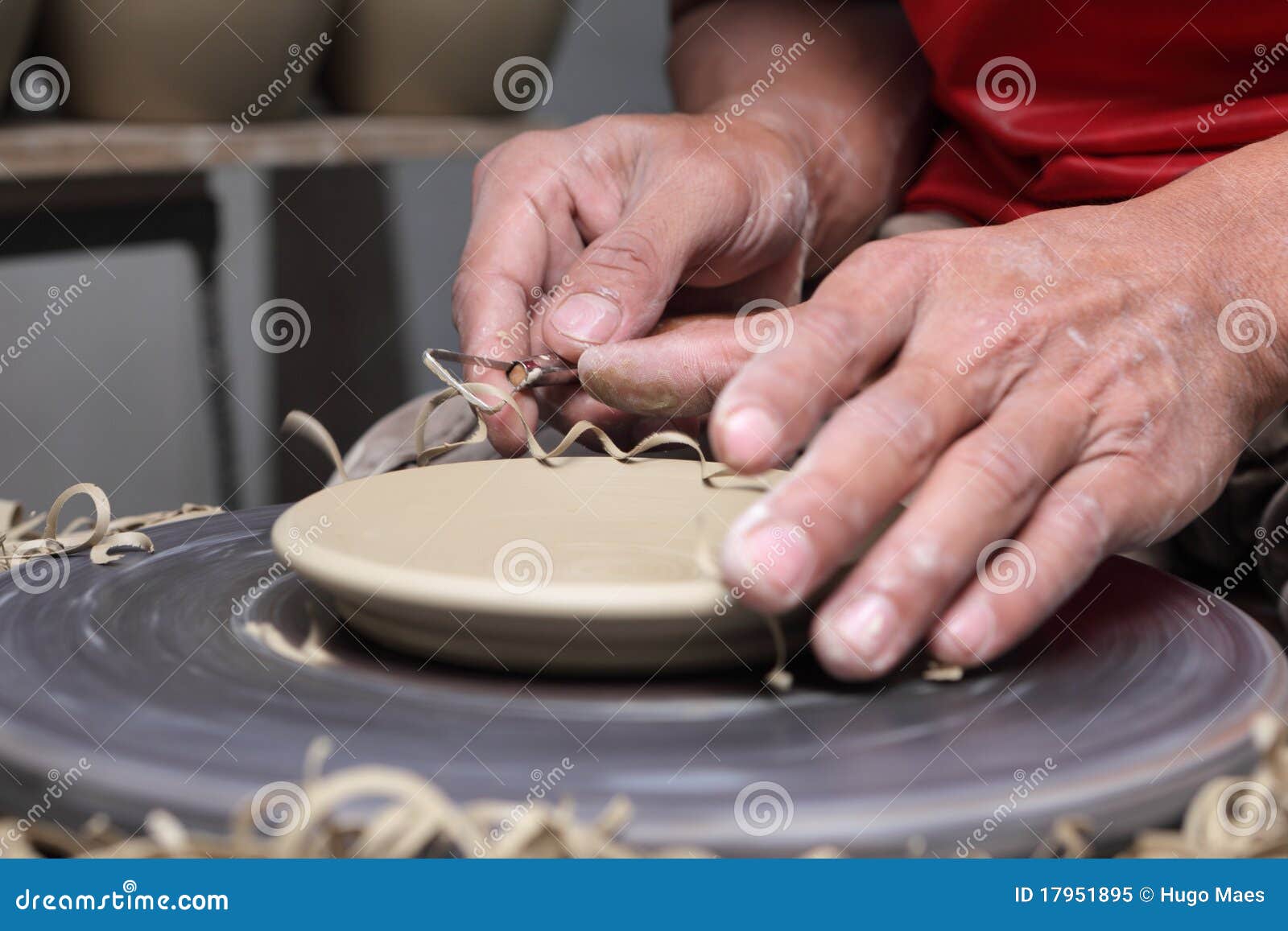 Potter S Hands Finishing Clay Plate Stock Image Image of earthenware