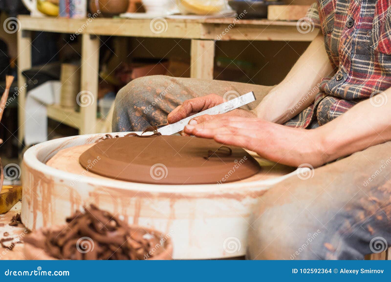 Potter doing his work stock photo. Image of pottery 102592364
