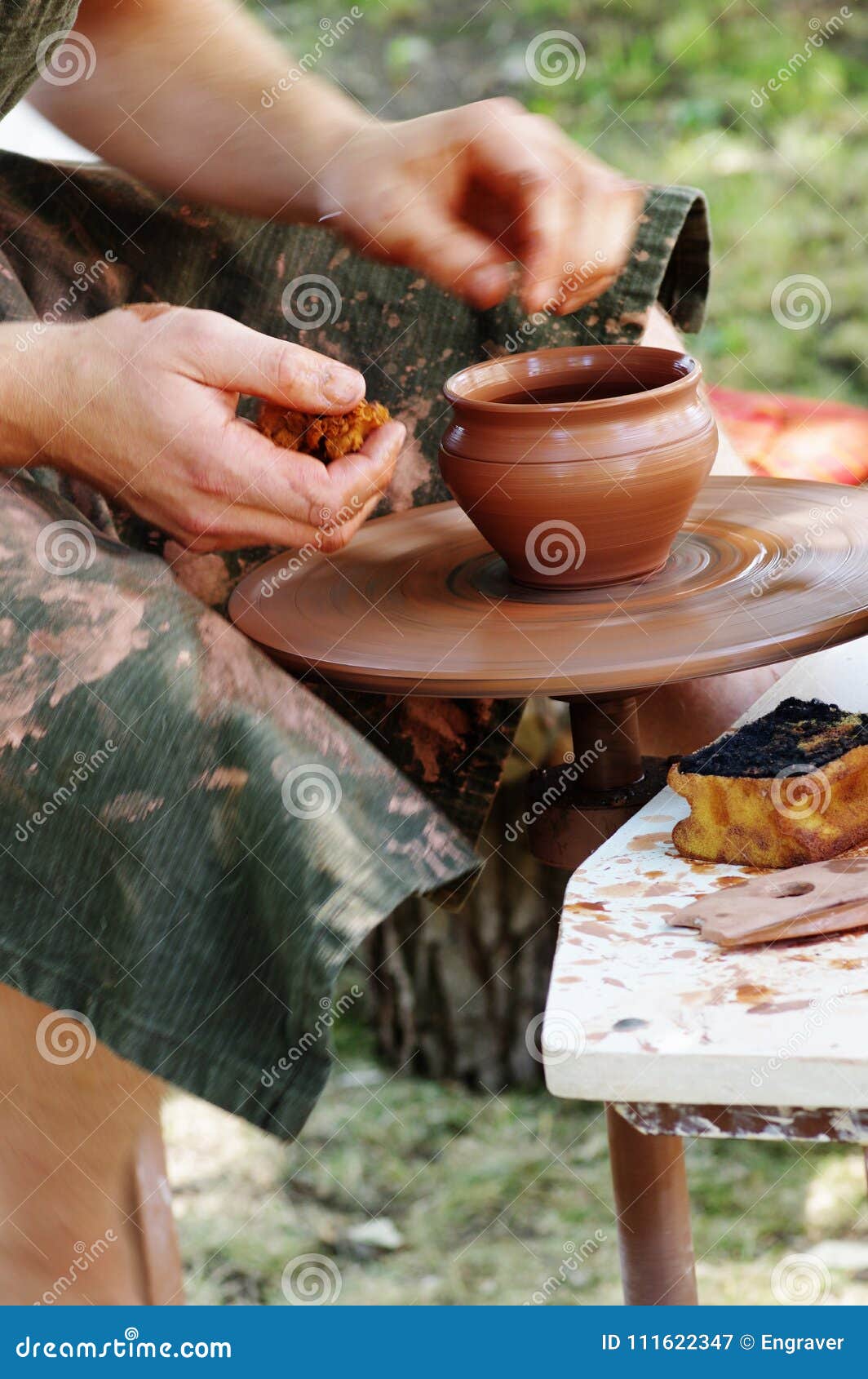 Potter wheel handicraft stock image. Image of invention 111622347