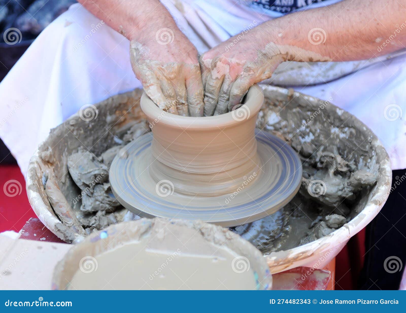 Potter Working on a Potters Wheel Creating a Clay Vase Stock Image Image of bowl, potter