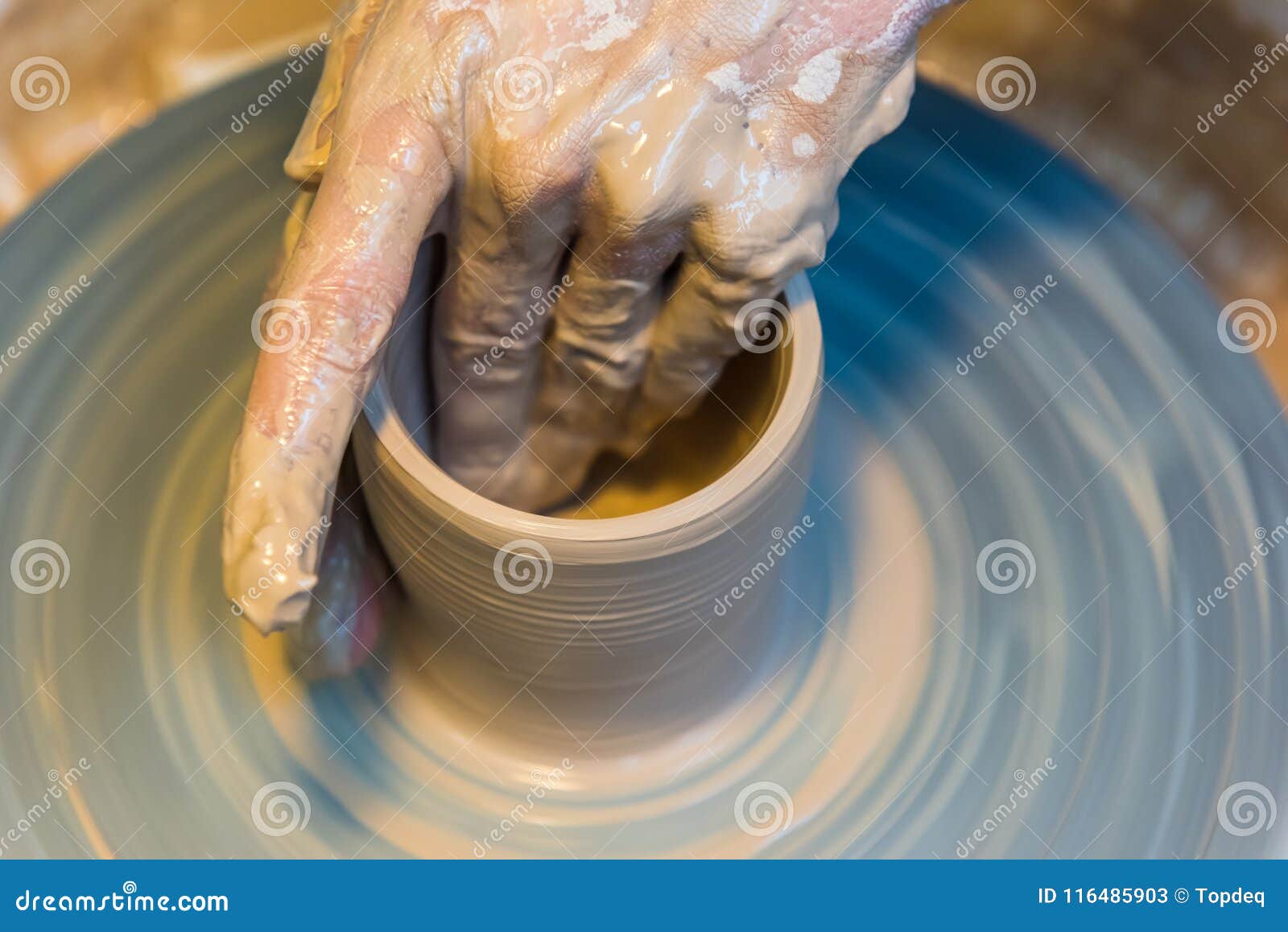 Pottering Creating a Clay Cup in Process Stock Image Image of