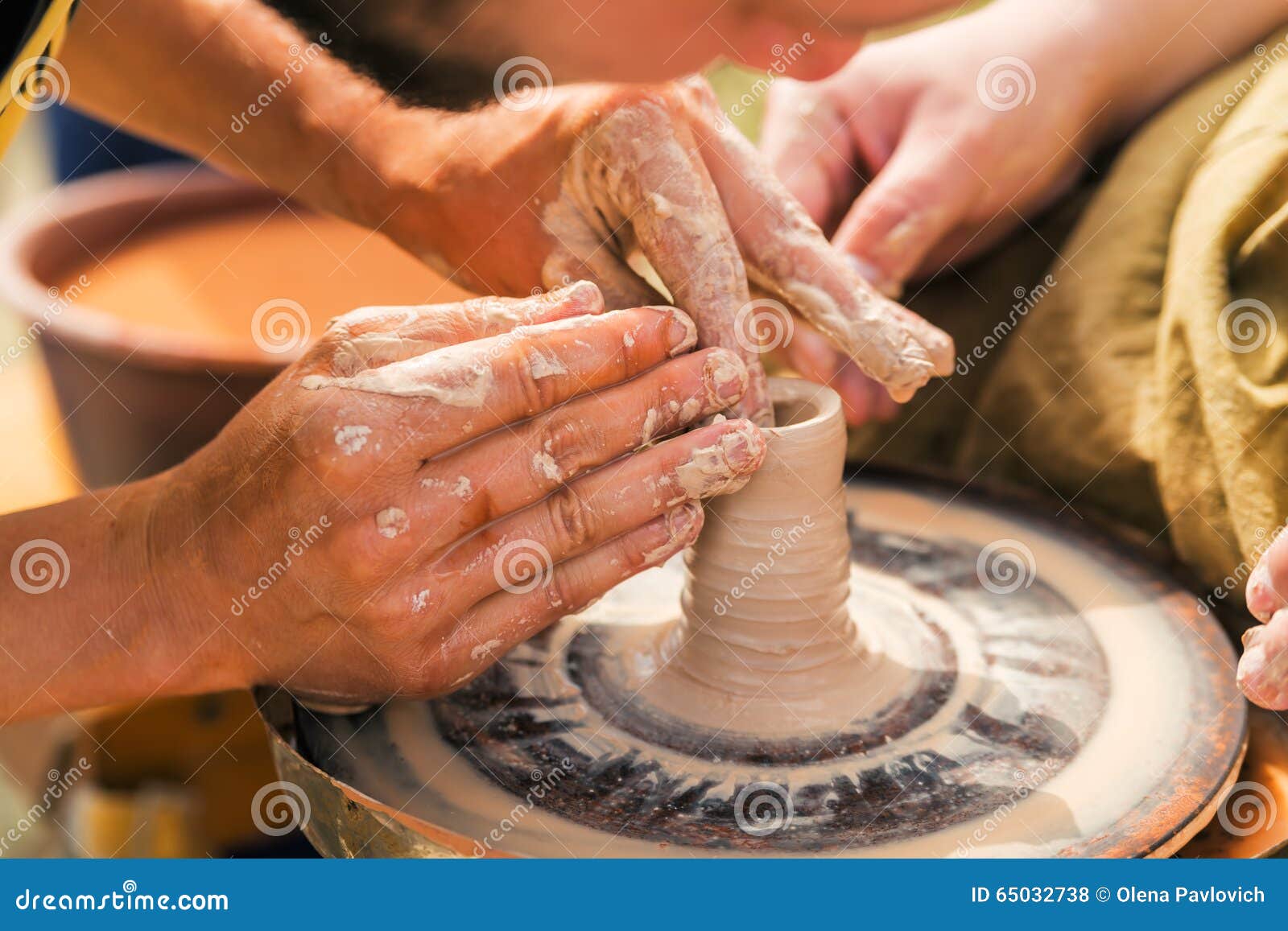 Potters Hands with the Clay Stock Photo Image of pottery, working