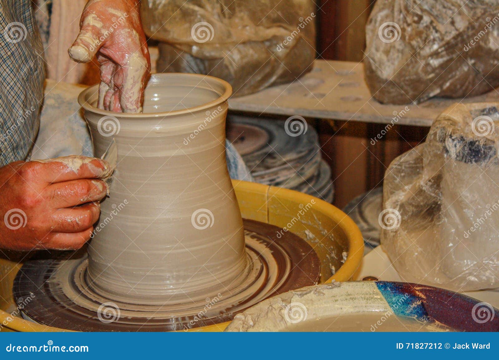 Potters Wheel Creating Clay into Vase or Cup Stock Photo Image of
