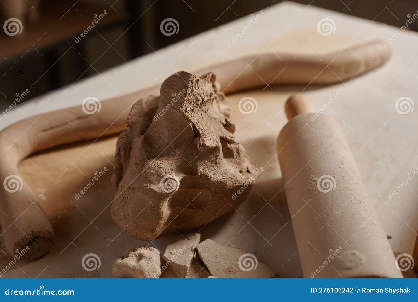 Potter S Clay and Tools on the Workbench Stock Photo Image of clay