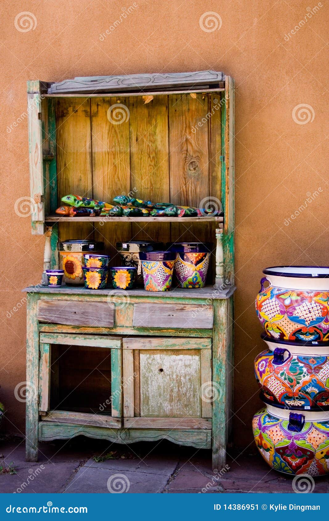 Pottery Shelves stock image. Image of bright, mexico 14386951