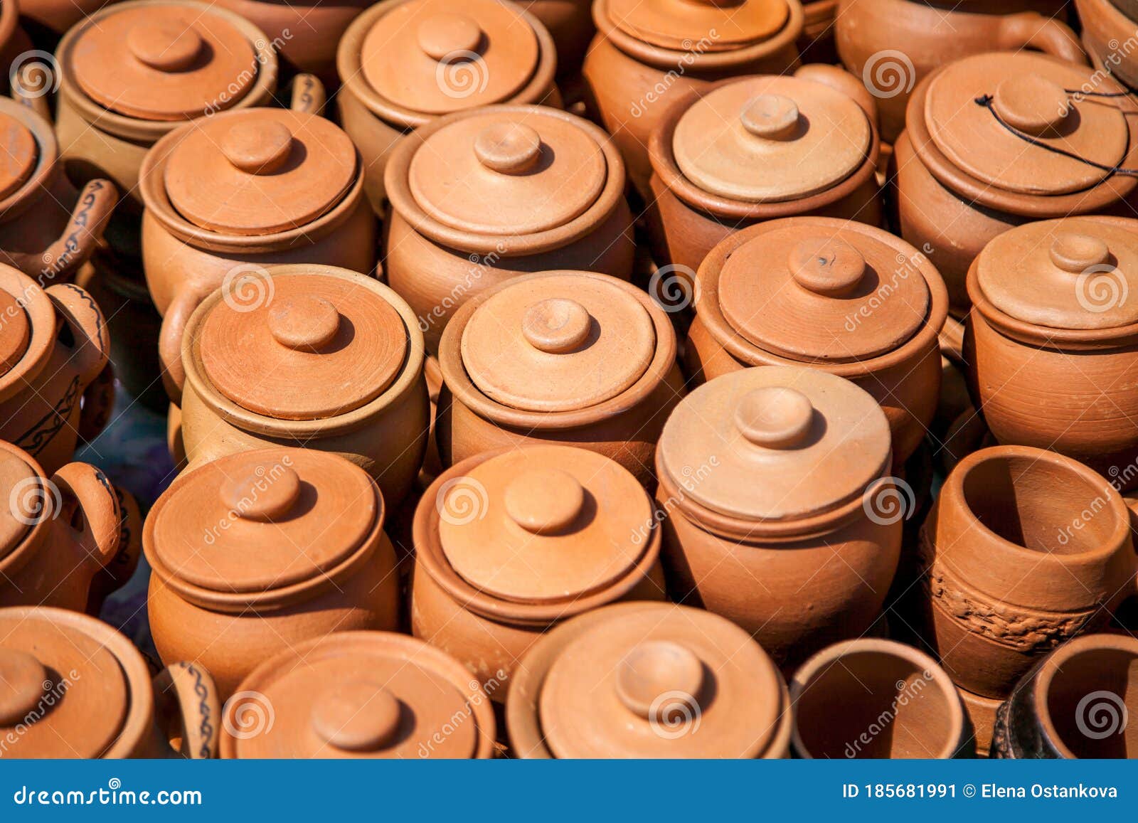 Pottery in the store stock image. Image of sale, decorative 185681991