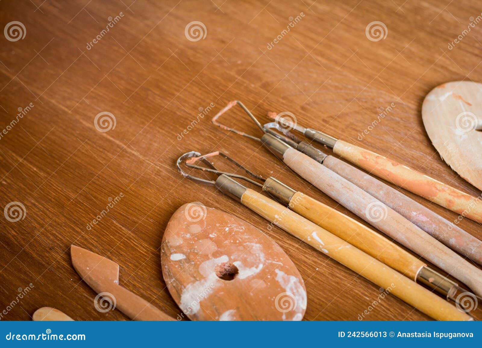 Pottery Studio Equipment. Wooden Modeling Tools Set. Ribs, Loop, Wire