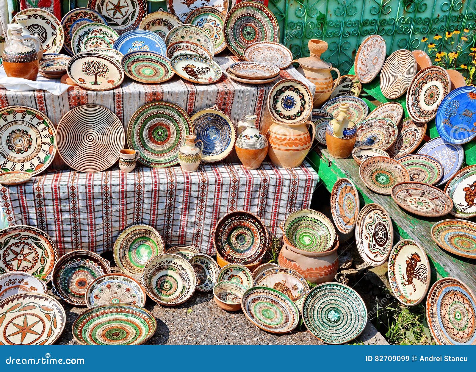 Ceramic Traditional Colored Pottery, Romania Stock Image Image of