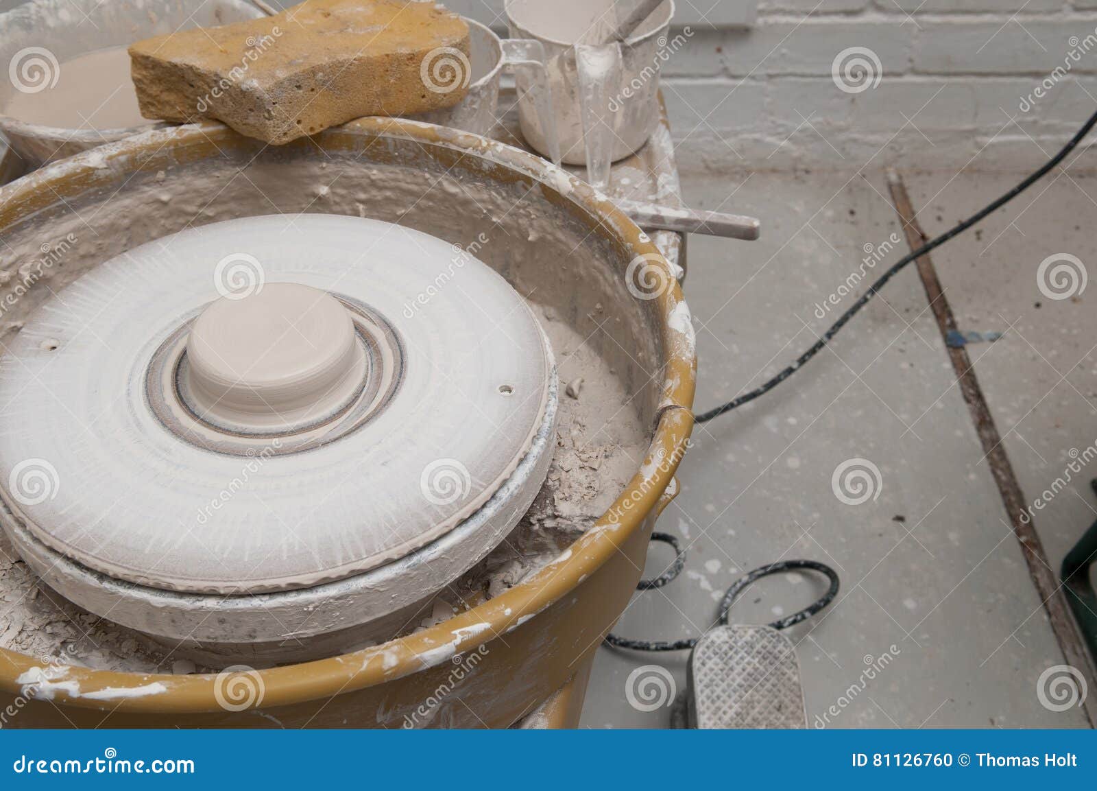 Pottery Wheel in the Studio Making Ceramic Products Stock Photo Image