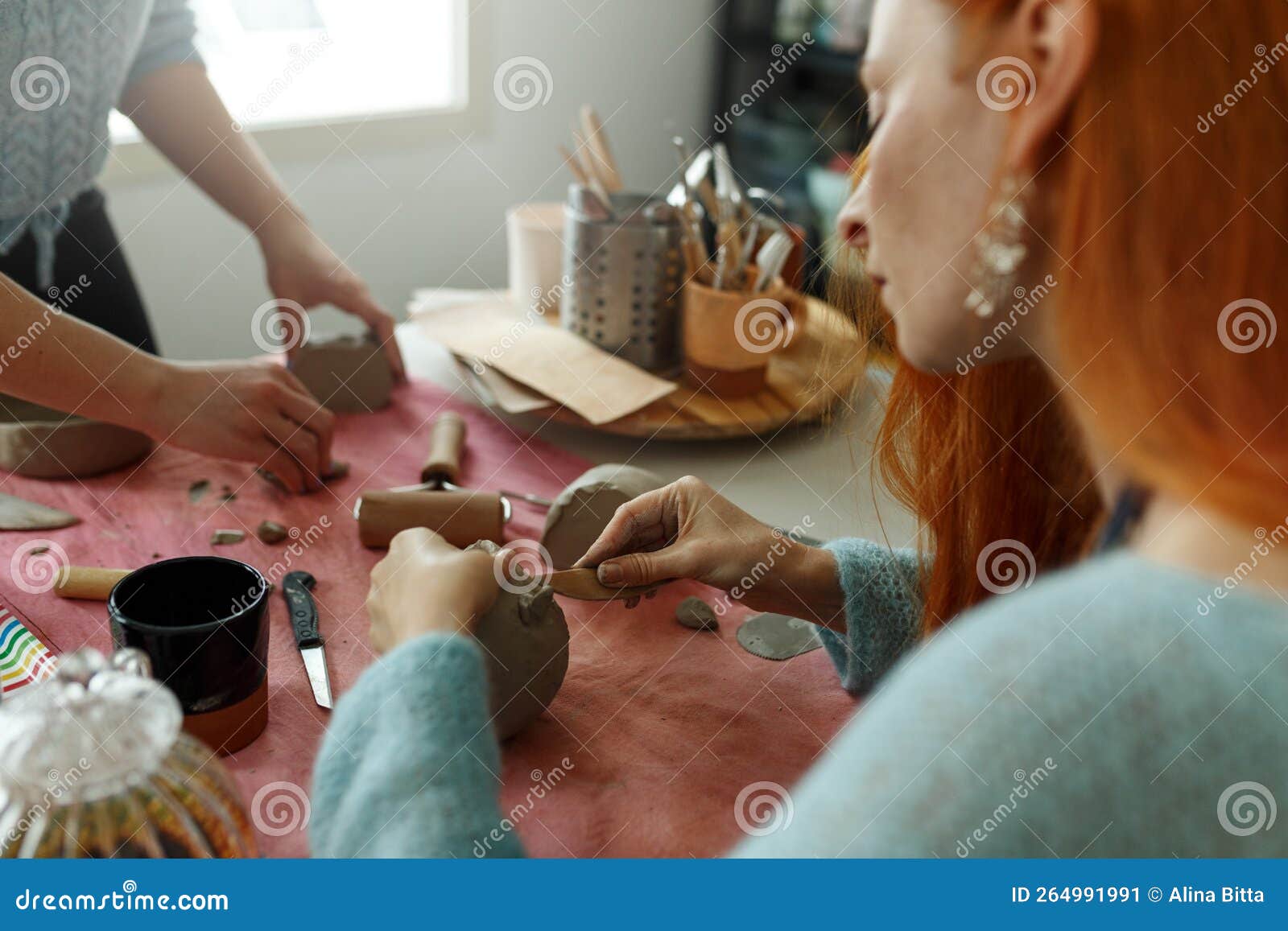Pottery class. stock image. Image of handicraft 264991991