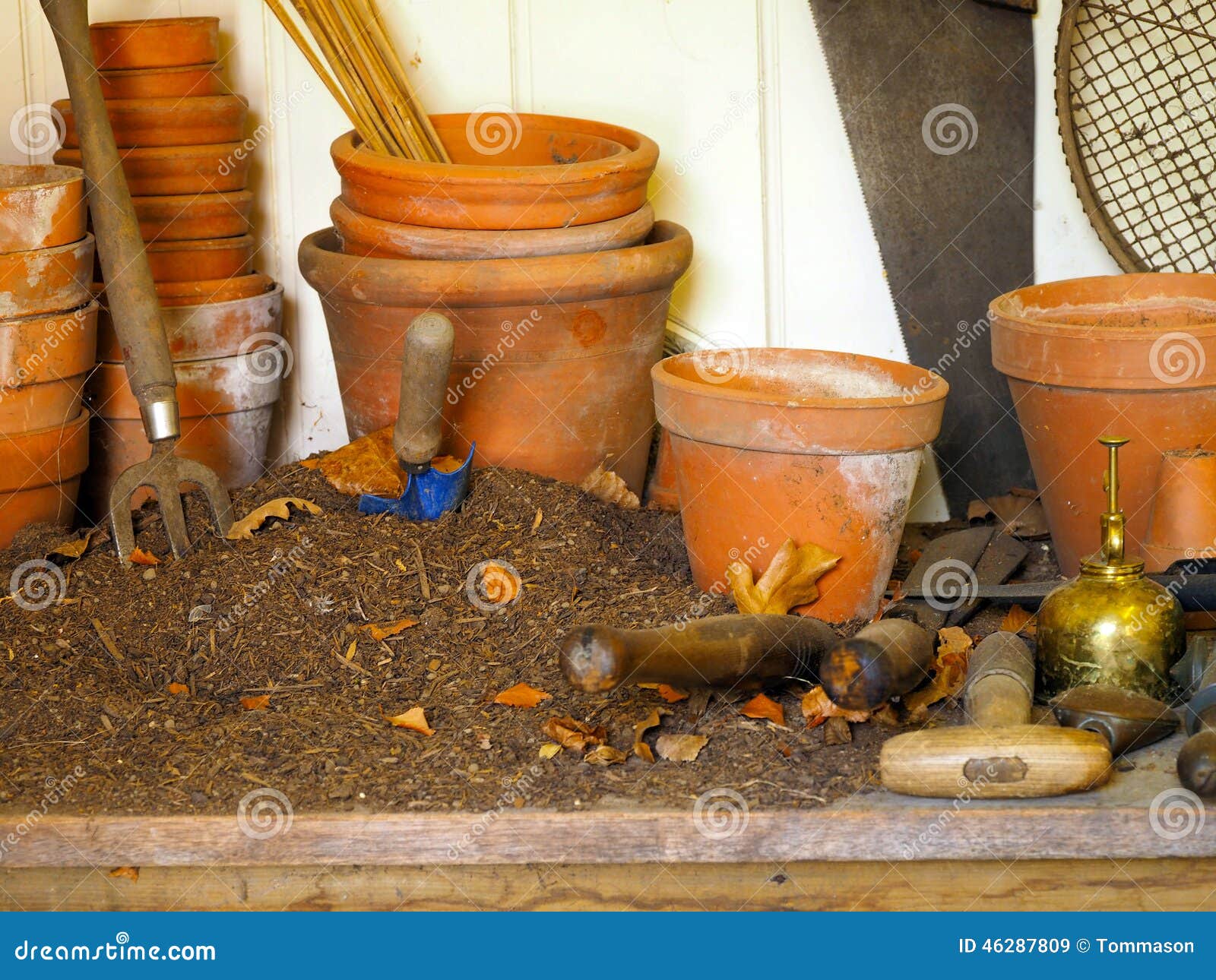 Potting Shed stock image. Image of tools, shears, compost 46287809