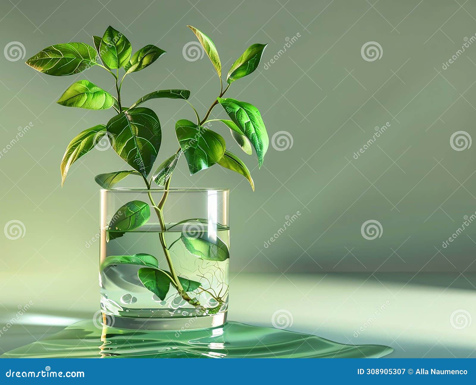 potus plant growing in glass vase with water.