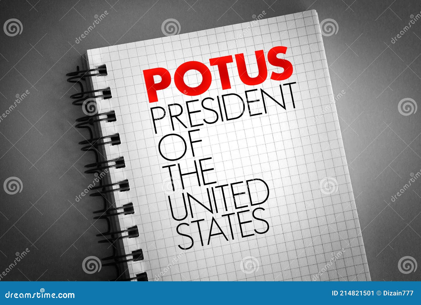 potus - president of the united states acronym on notepad, concept background