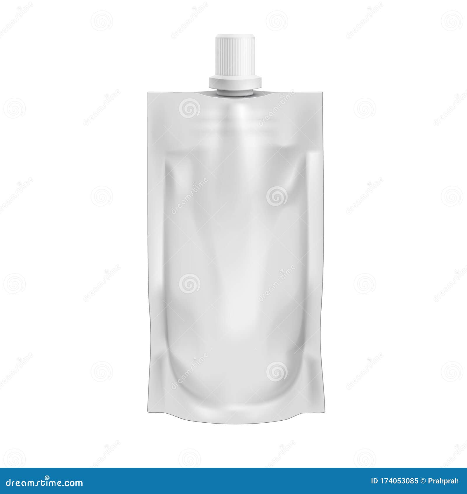 Pouch Sachet Bag with Spout Lid Stand Up on White Stock Vector