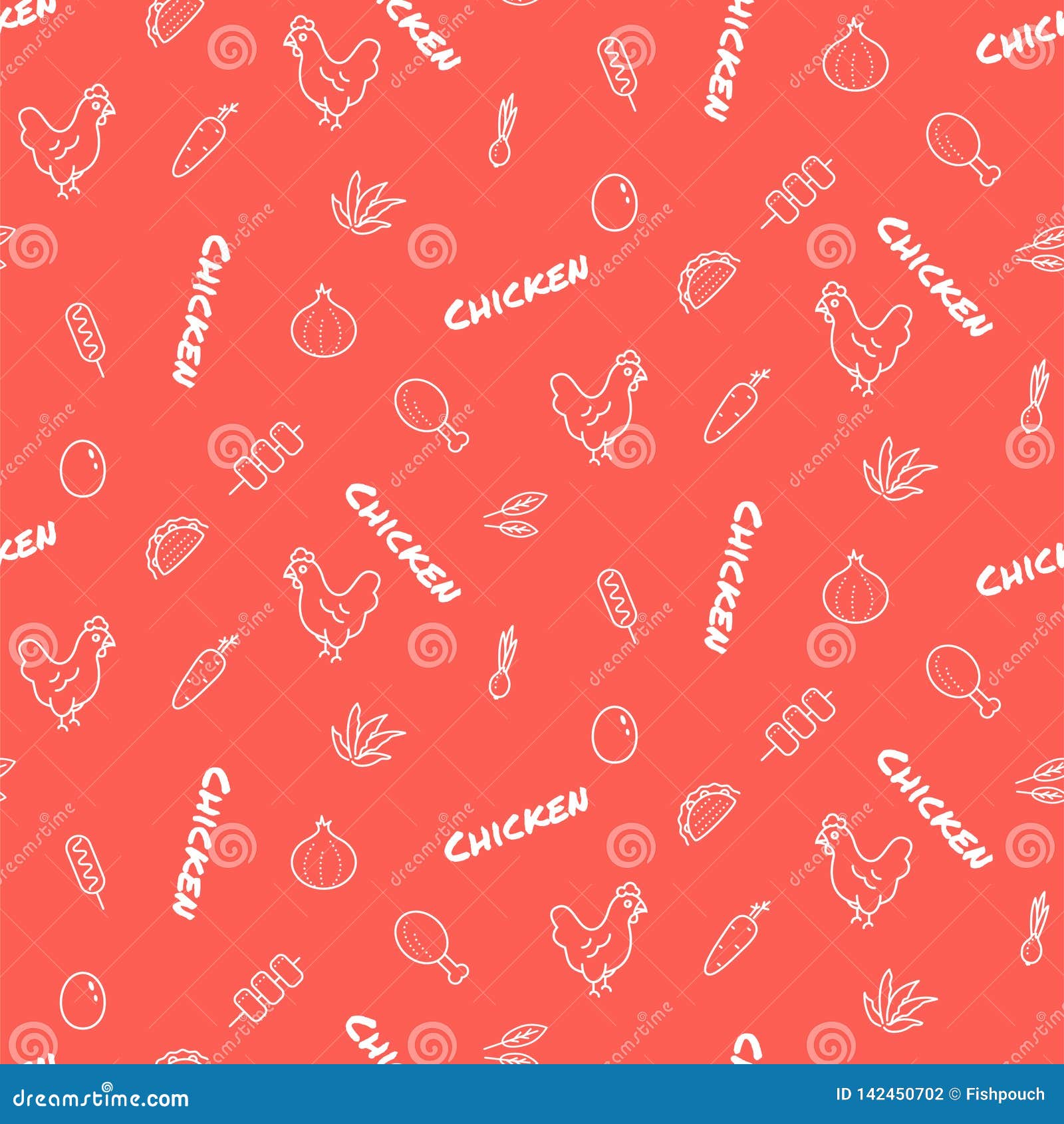 poultry farm product  seamless pattern print red icons texture.