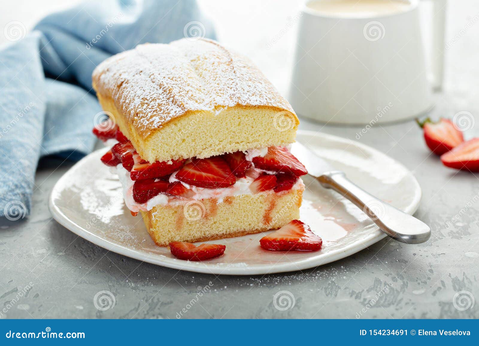 Pound Cake with Strawberries and Cream Stock Image Image of party, homemade 154234691