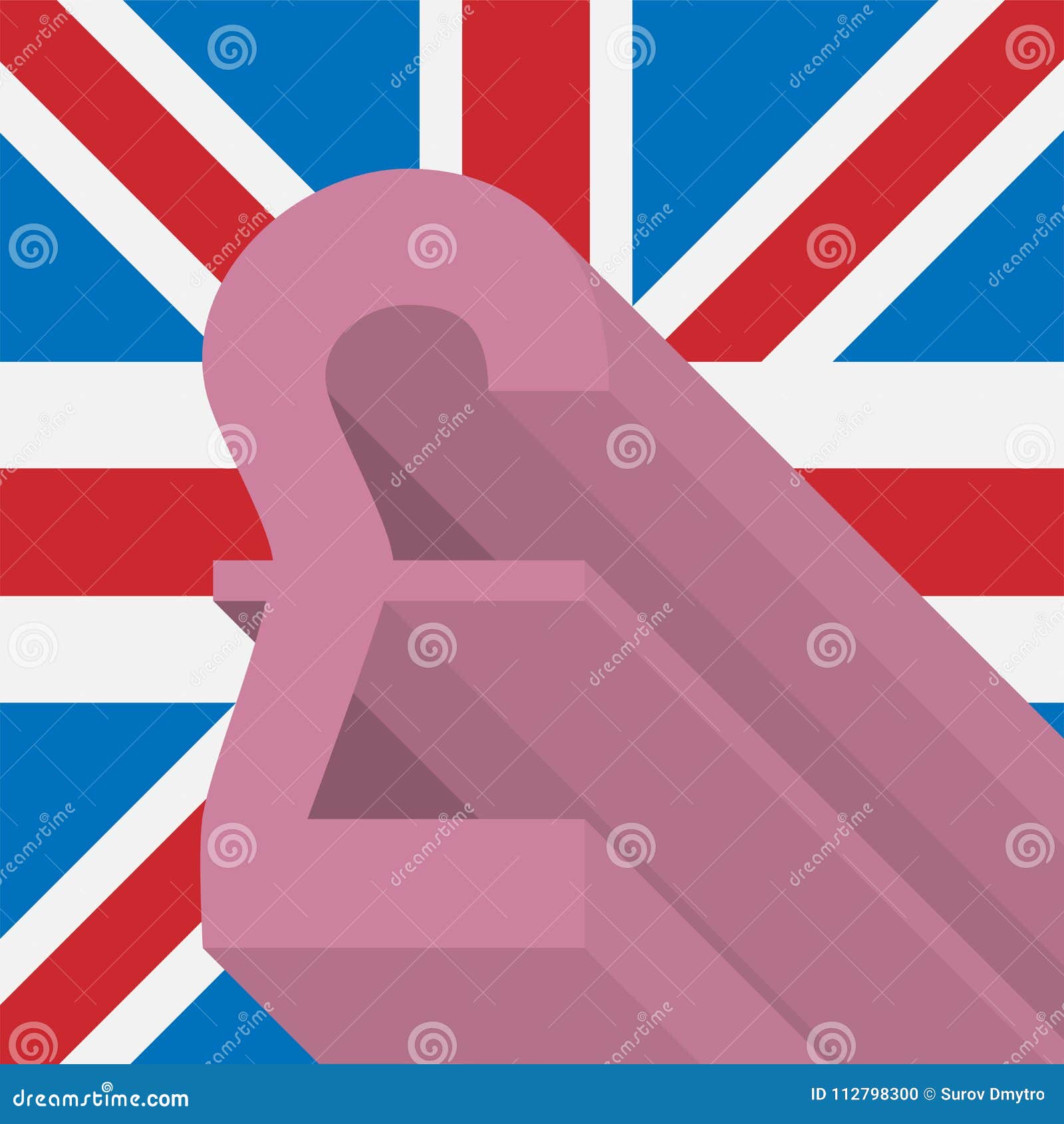 Pound Sterling Symbol on Background of Great Britain Flag Stock
