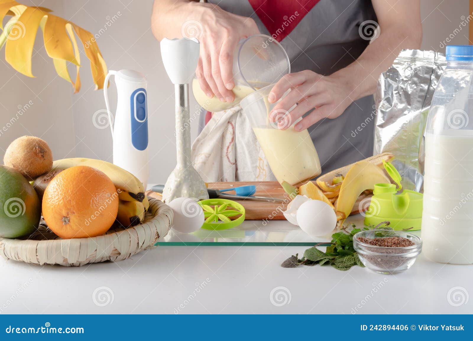 Pour Cocktail from Blender into Shaker. Freshly Made Cocktail in a