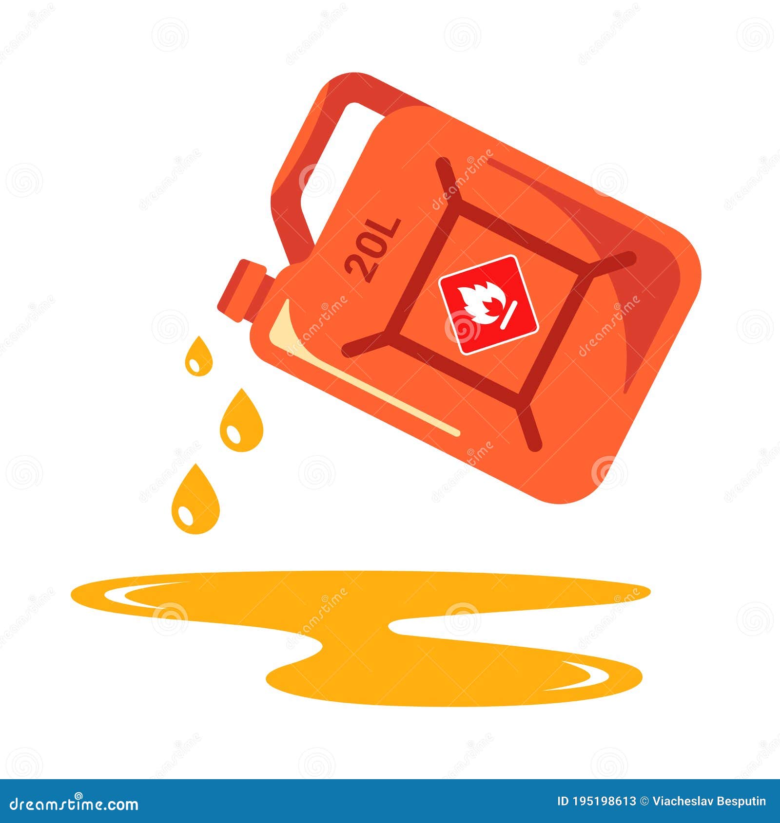 Pour Gasoline from the Can. Harmful Puddle of Petroleum Products. Pollution  of Ecology by Oil Stock Vector - Illustration of fire, energy: 195198613