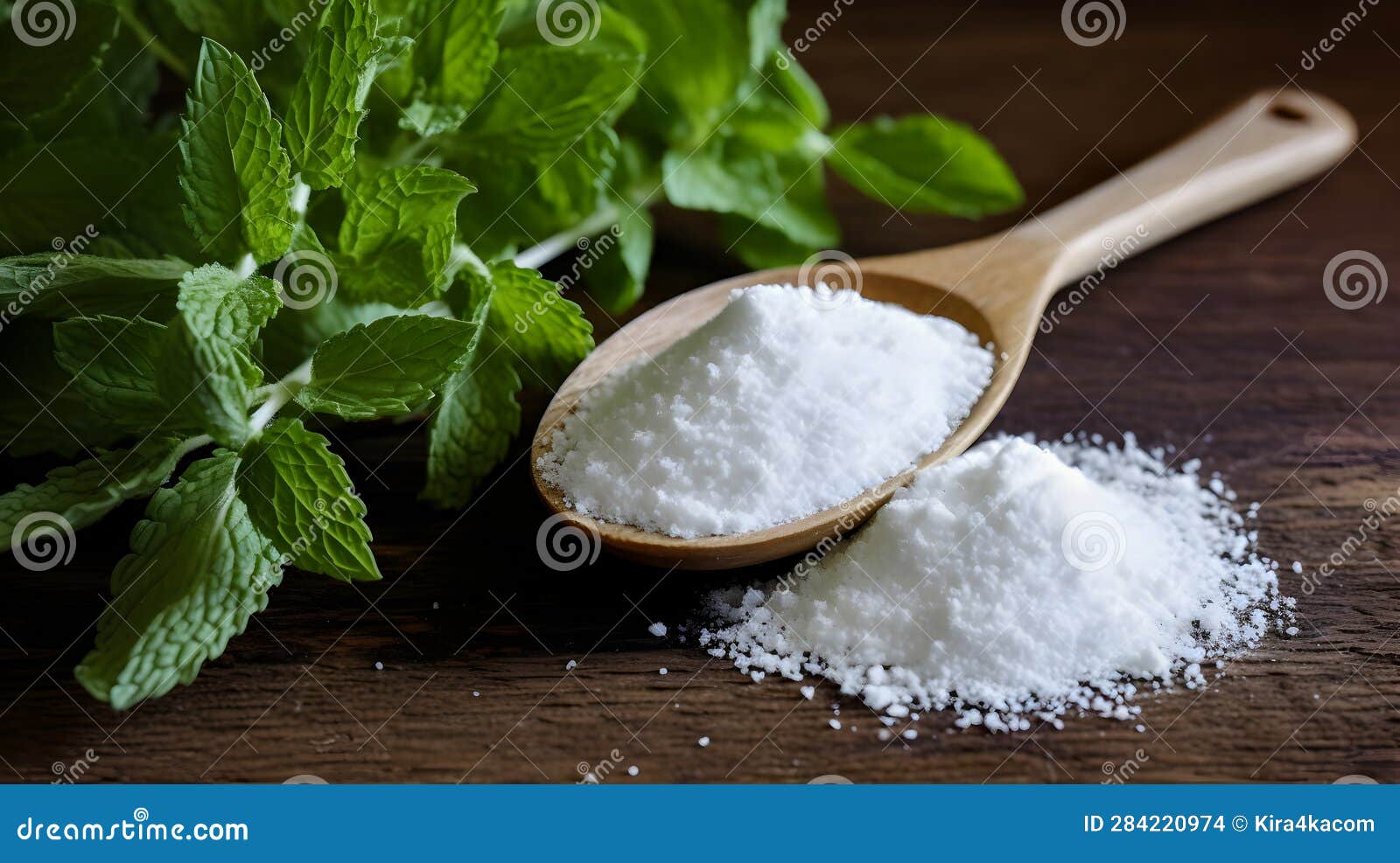 Pour the Natural Sweetener Stevia from the Packet into a Spoon. Stock