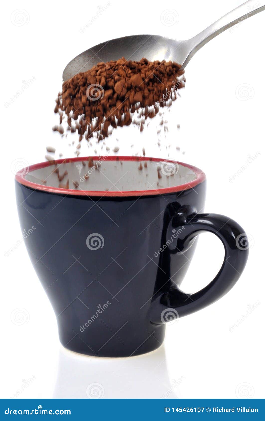 Pour soluble coffee into stock image. Image of coffee 145426107
