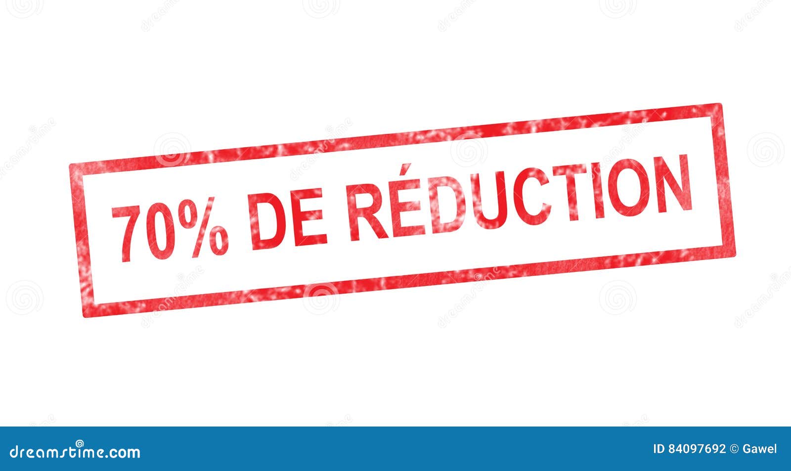 70 Pourcent Off in French Translation in Red Rectangular Stamp Stock