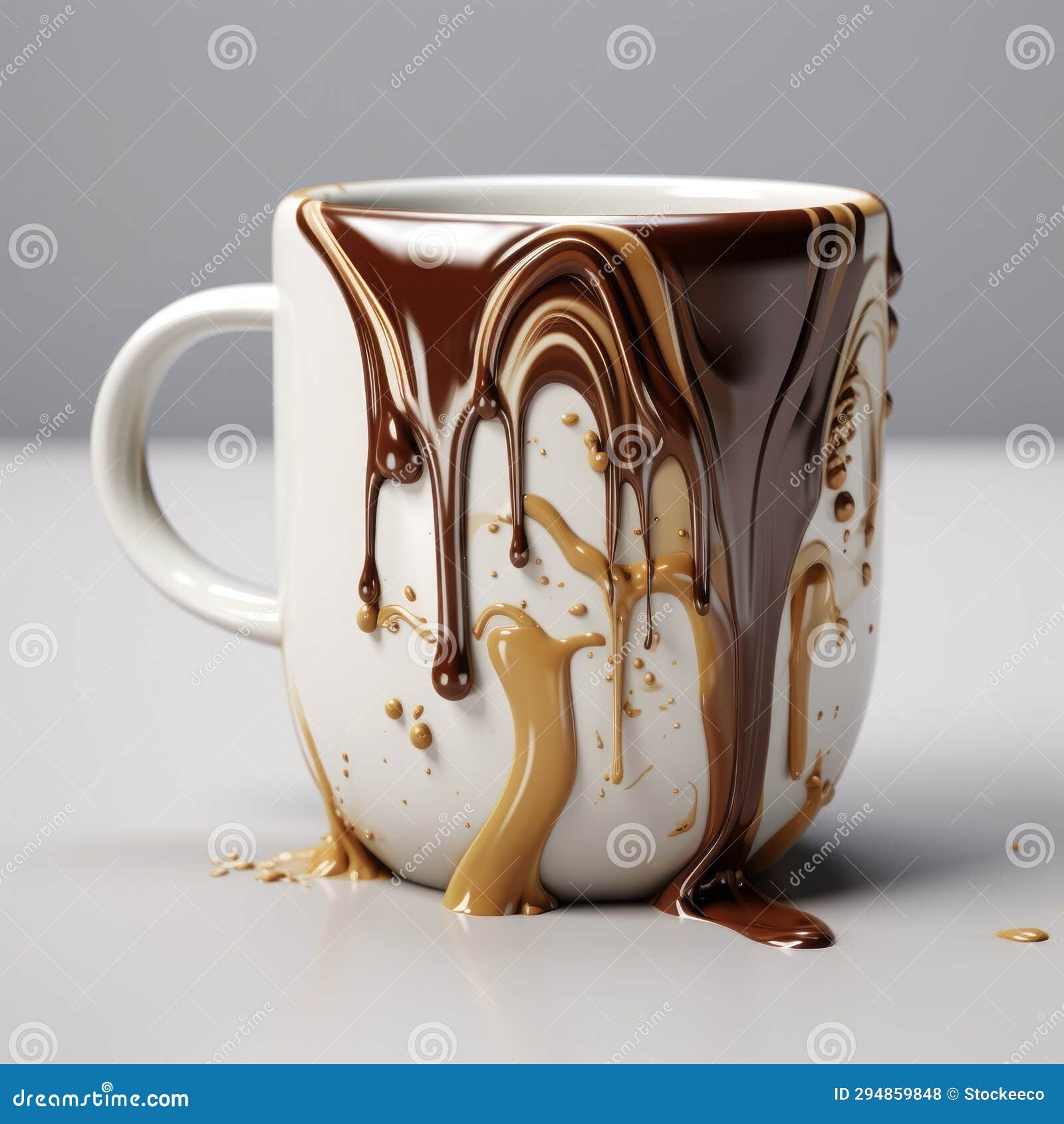unique 3d coffee mug with realistic chocolate dripping zbrush style