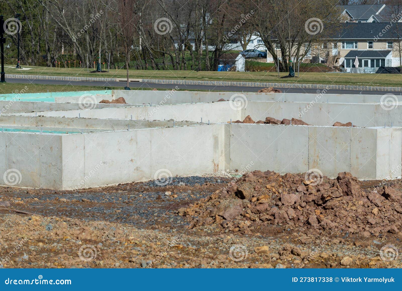 Poured Foundation for a New House Formwork Ground Stock Photo Image