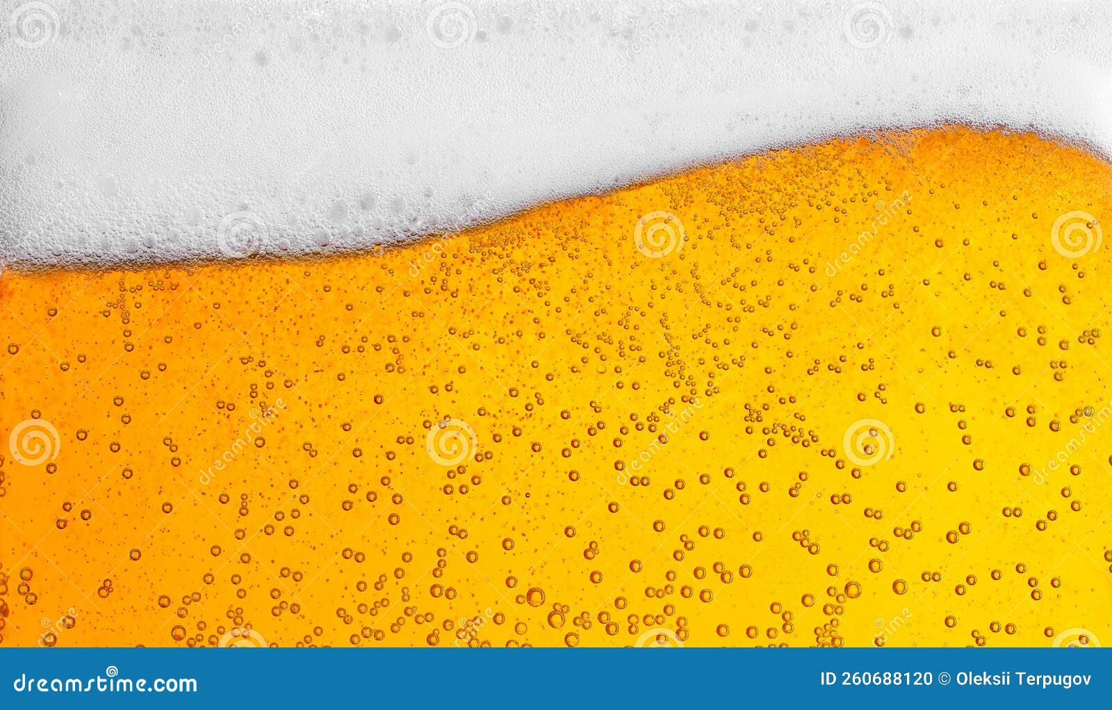 Pouring Beer with Bubbles for Background and Wave Shape Texture Foam
