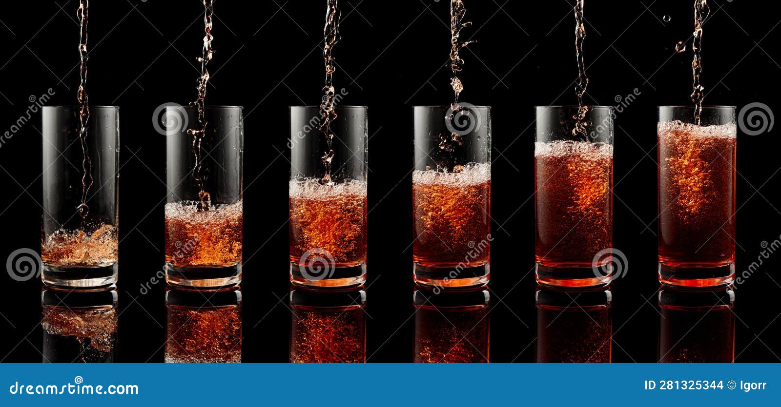 Pouring Carbonated Drink into a Glass Stock Photo Image of food