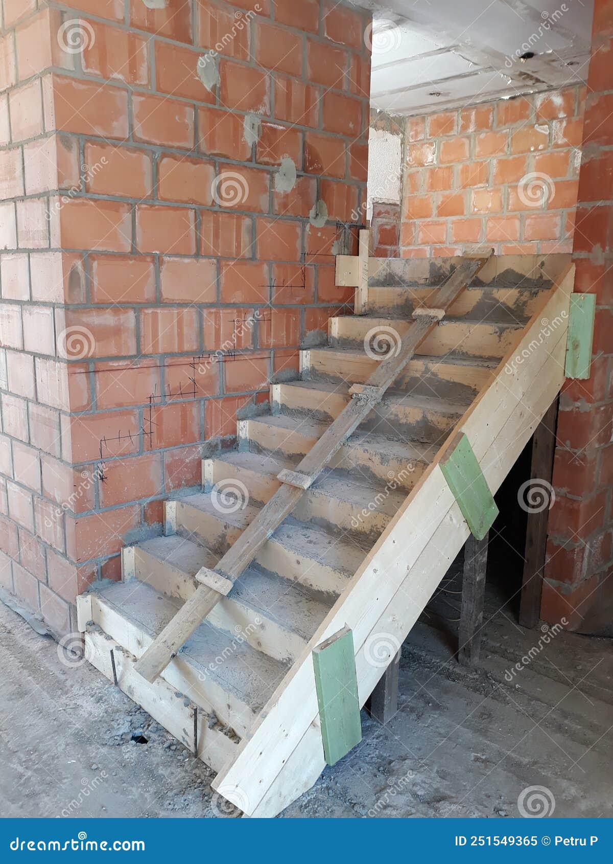 Pouring Concrete Stairs Inside the House Stock Image Image of grid, foundation 251549365