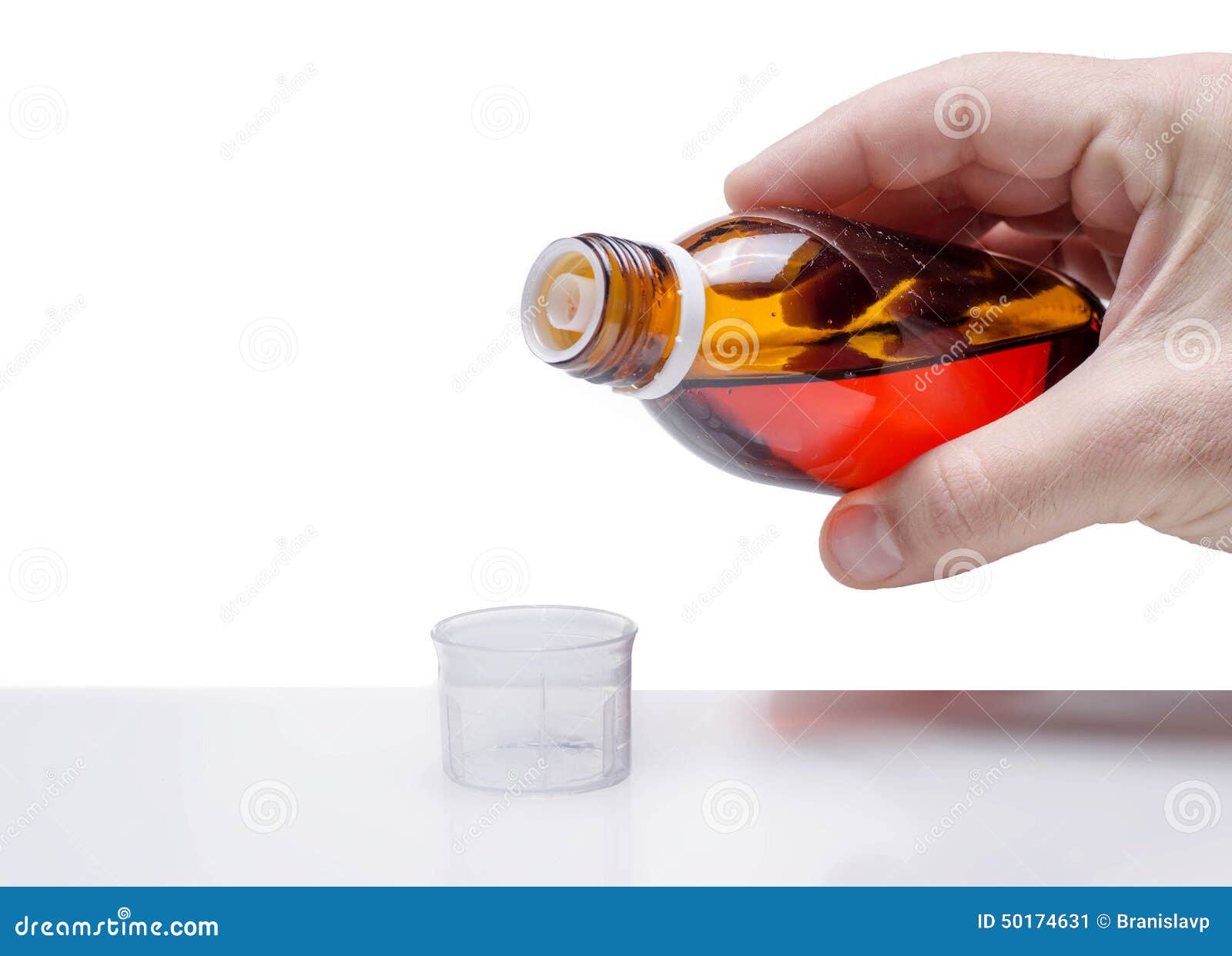 Pouring Cough Syrup Isolated on White Stock Image Image of care, heal