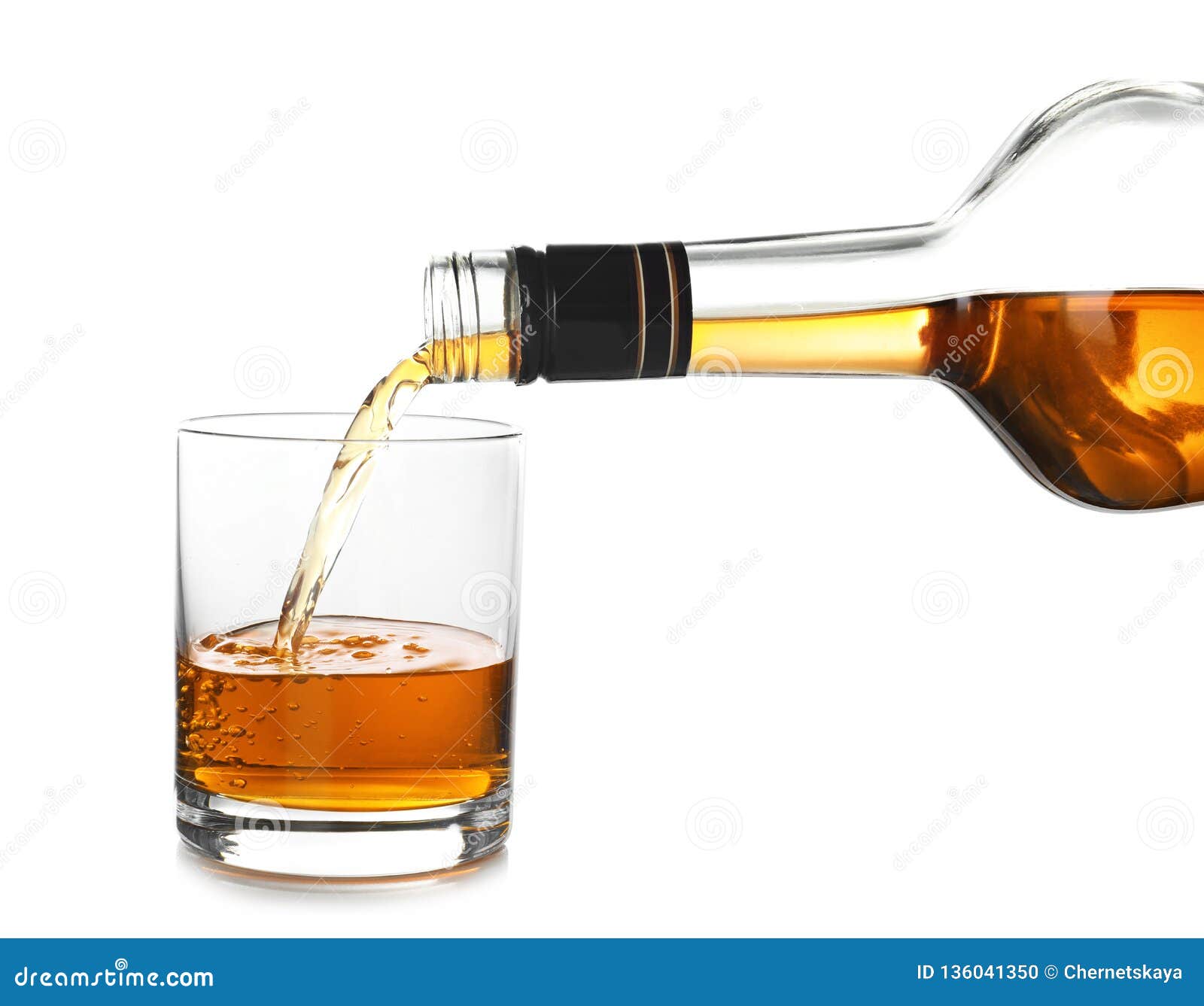 Pouring Expensive Whiskey Into Glass On White Stock Photo Image of