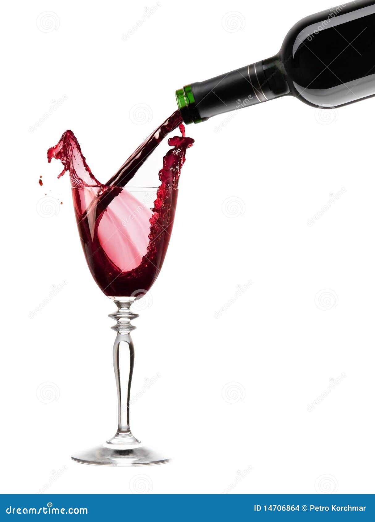 Pouring a Glass of Red Wine with Clipping Path XXL Stock Photo Image