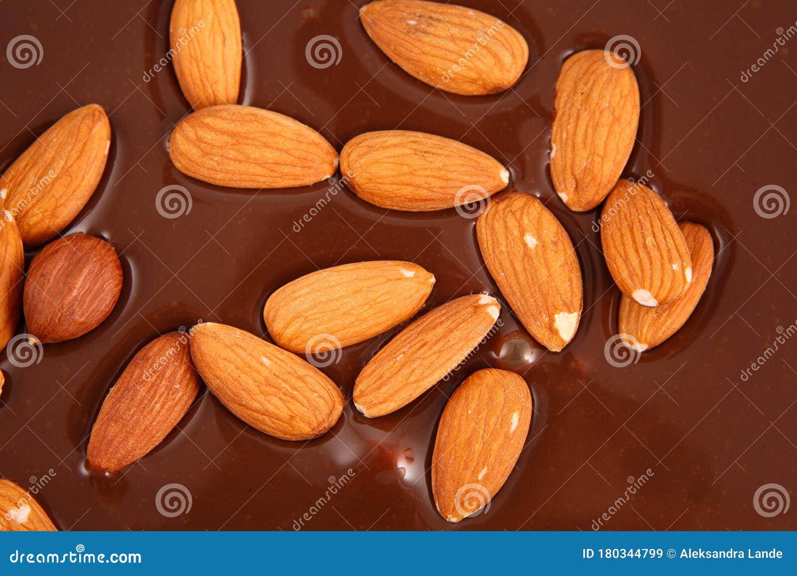 Hot Melted Chocolate and Almond Nuts Stock Image Image of chocolate