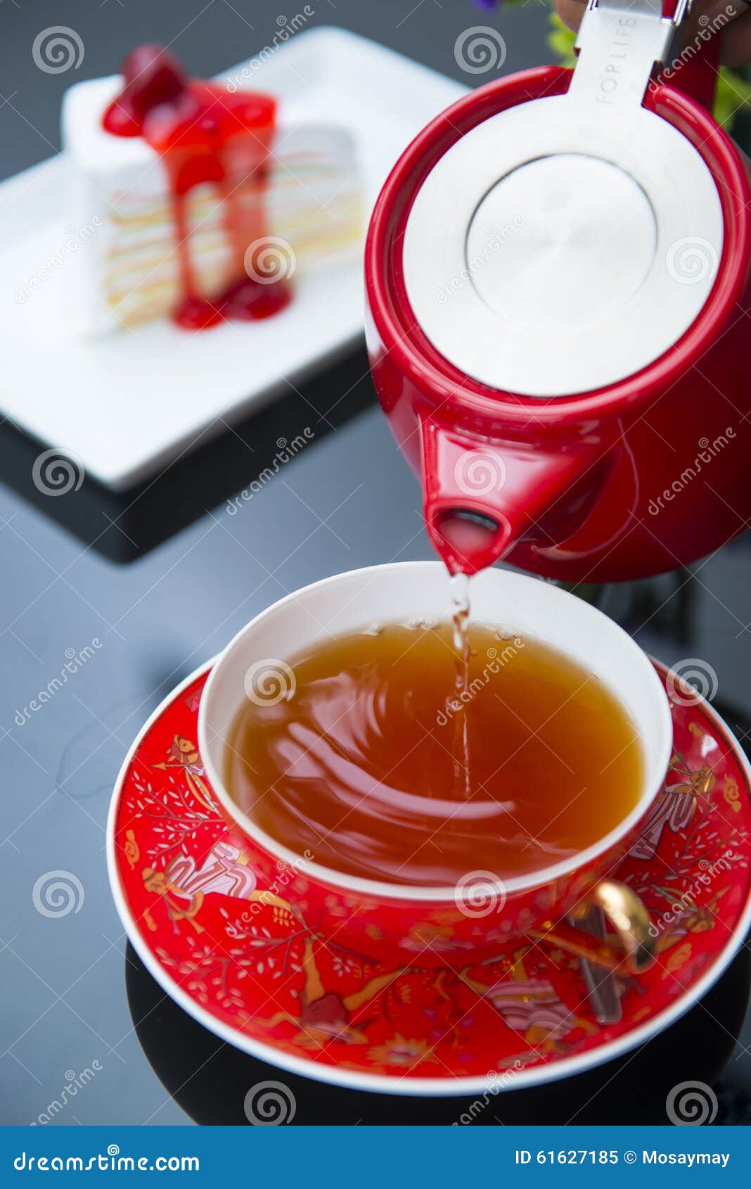 Pouring Hot Tea in the Red Cup Stock Image Image of herbal, beverage 61627185