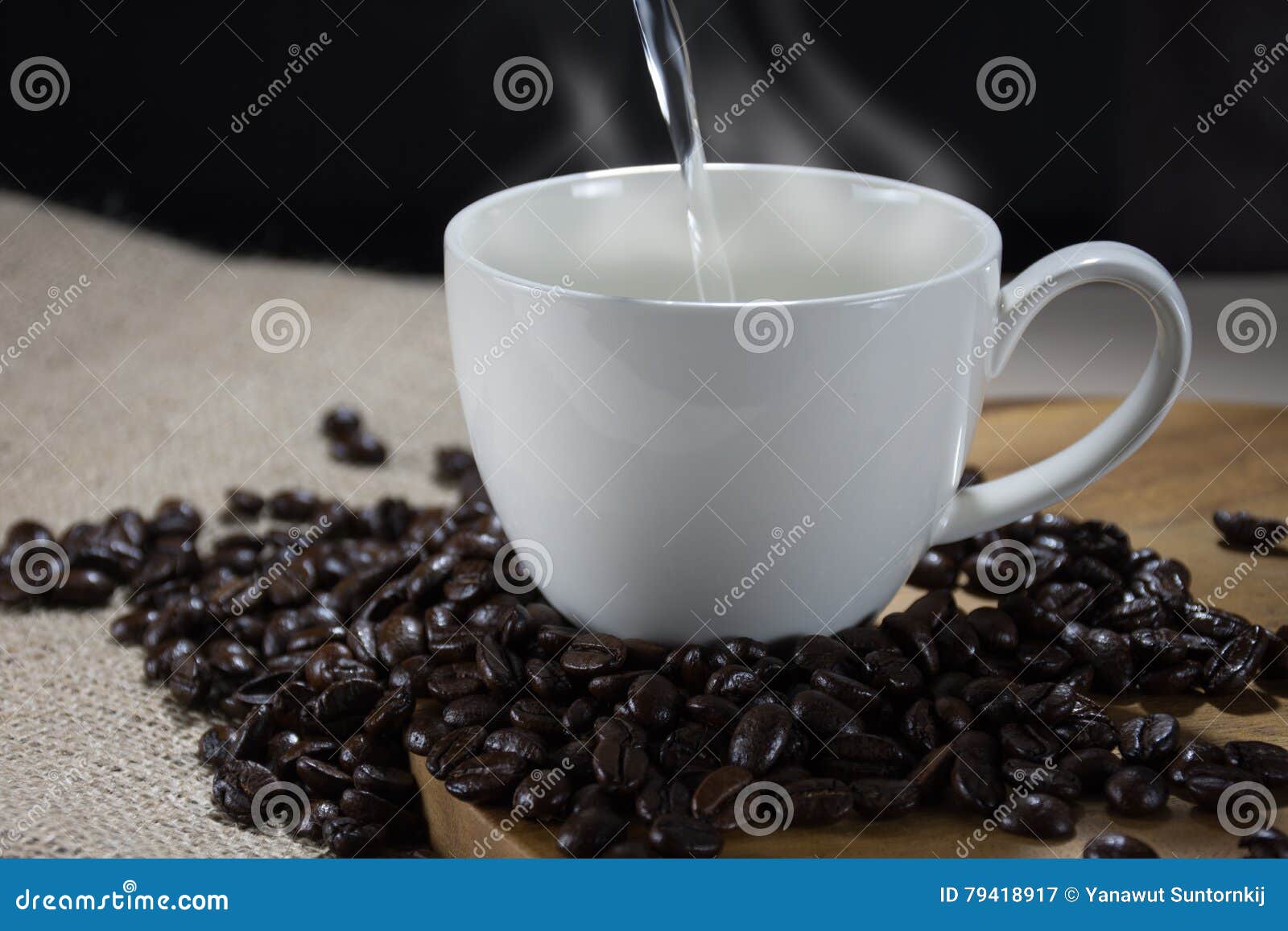 Pouring Hot Water into a Cup of Coffee Stock Image Image of taste
