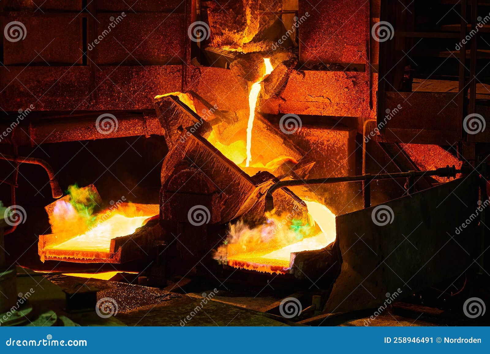 Pouring Liquid Copper Metal for Anodes into Form in Stock