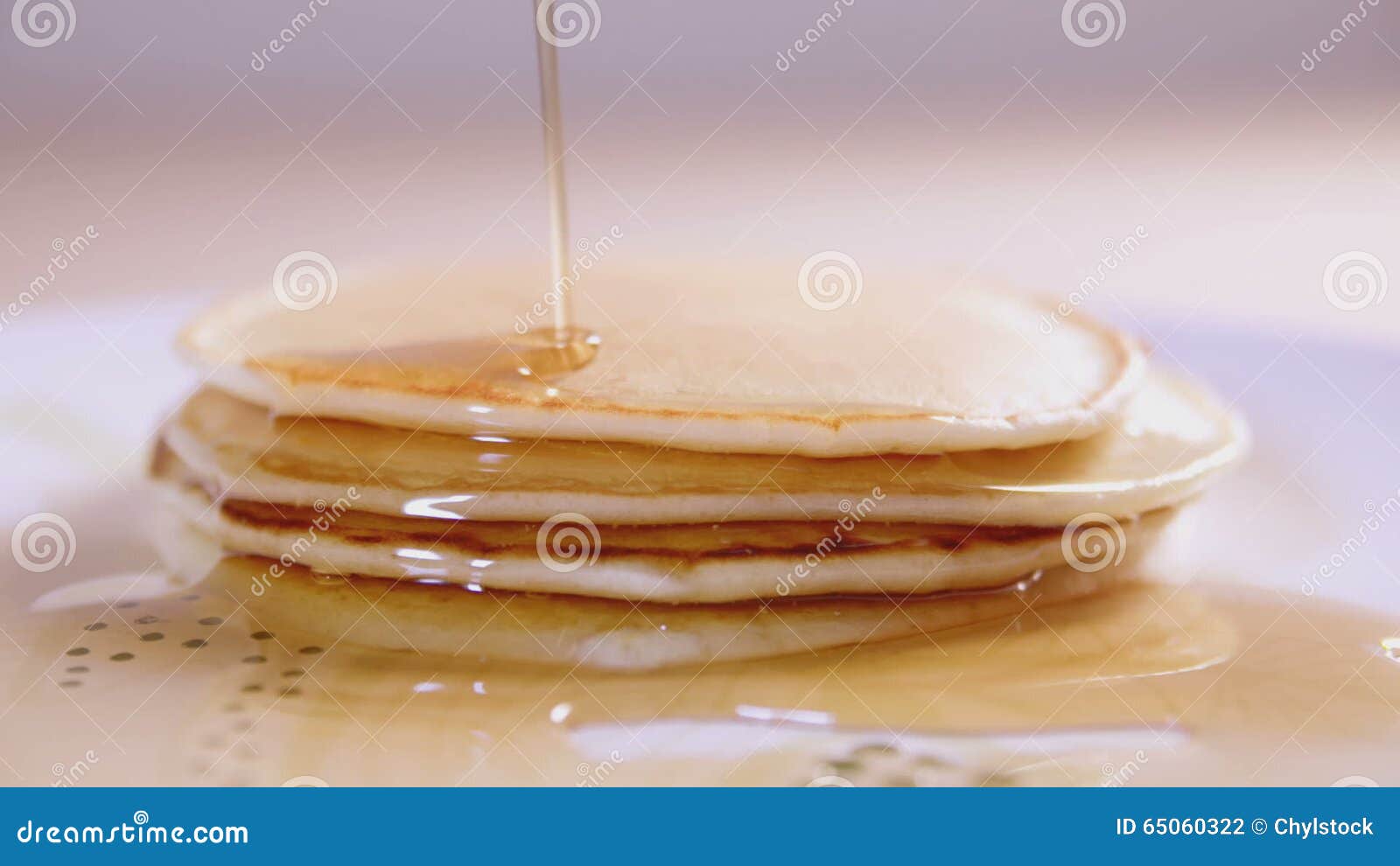 Pouring Maple Syrup on Pancakes, Slow Motion Stock Footage Video of