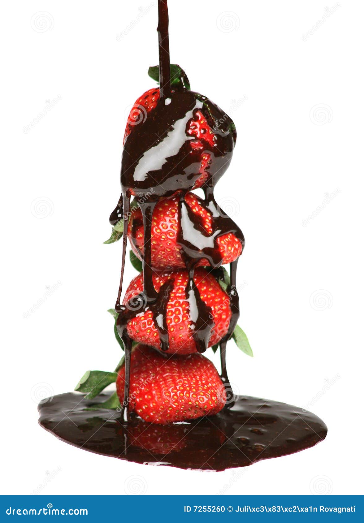 Pouring Melted Chocolate Over Strawberries Stock Photo Image of