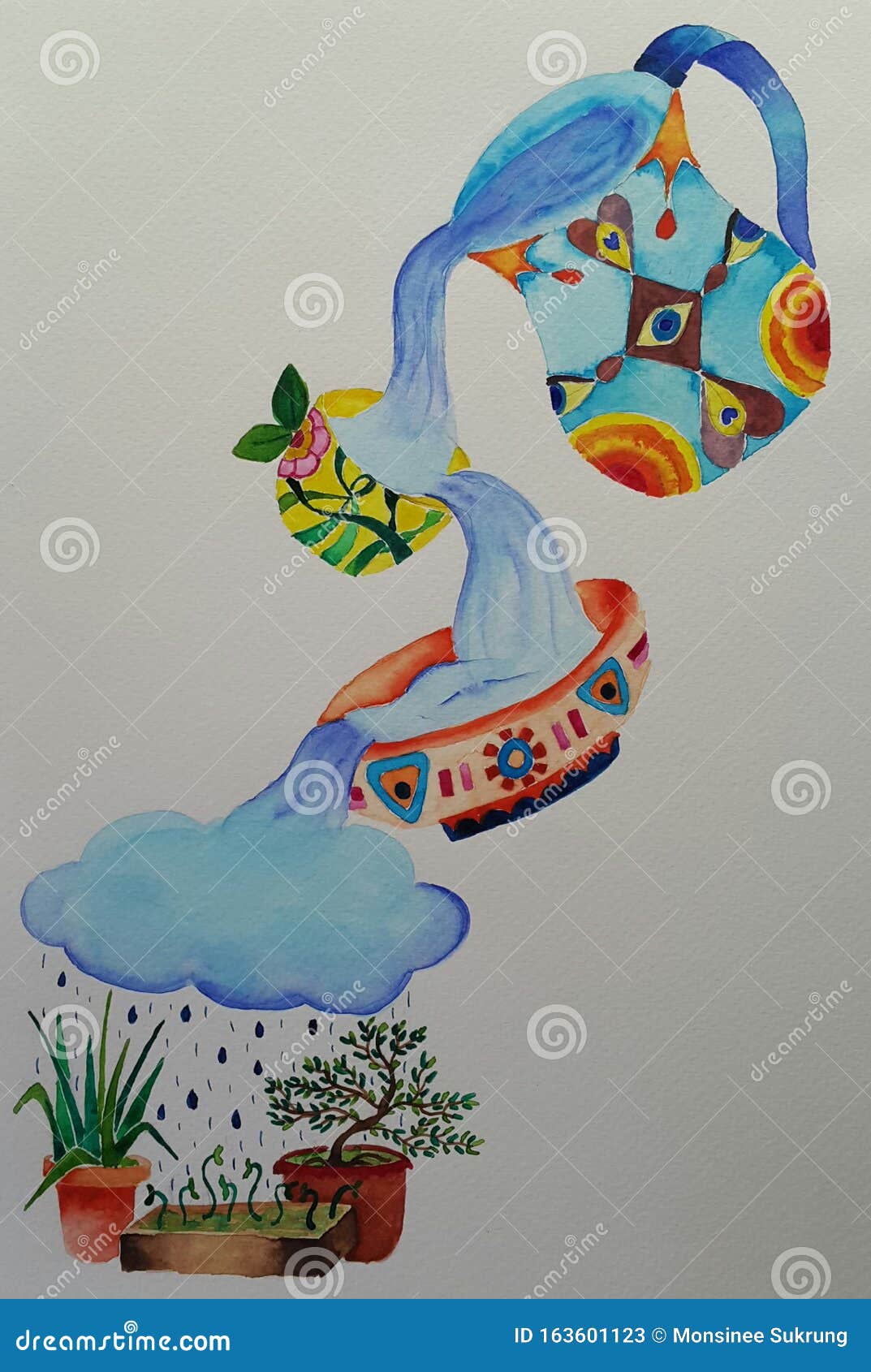 Pouring water for tree editorial stock photo. Image of water 163601123