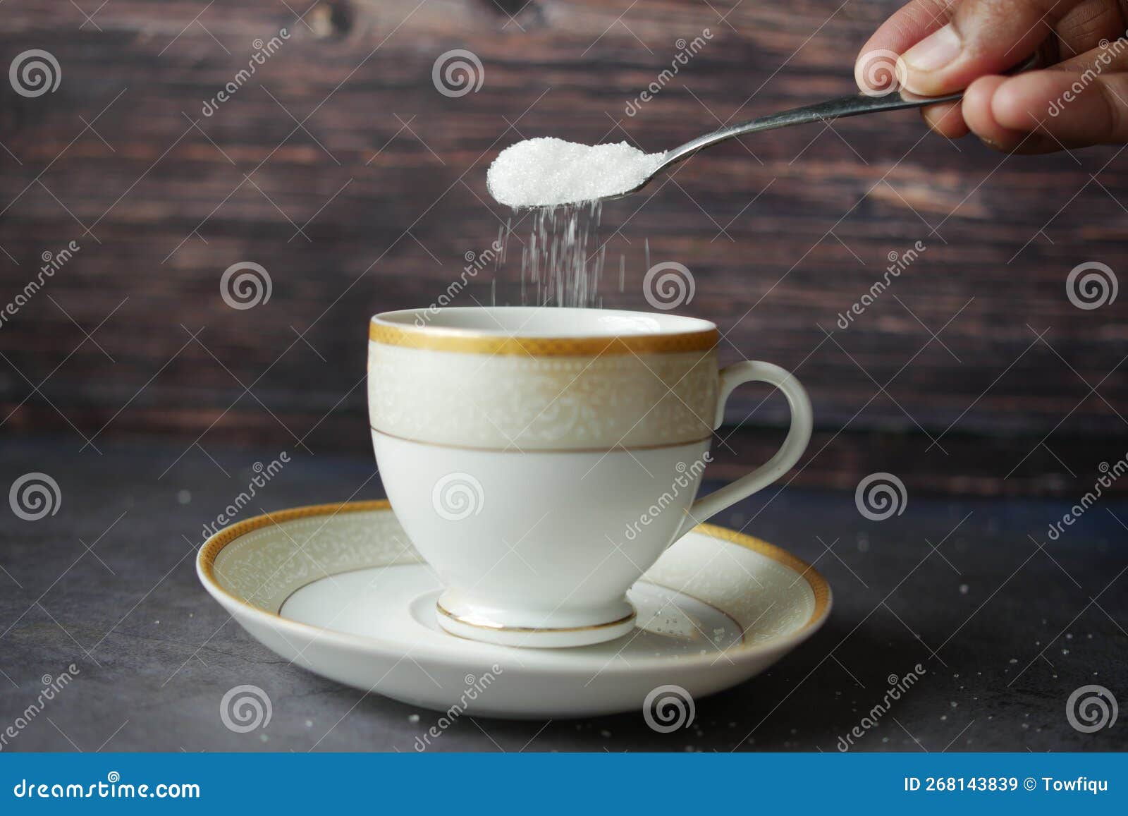 Pouring White Sugar in a Coffee Cup , Stock Image Image of addict