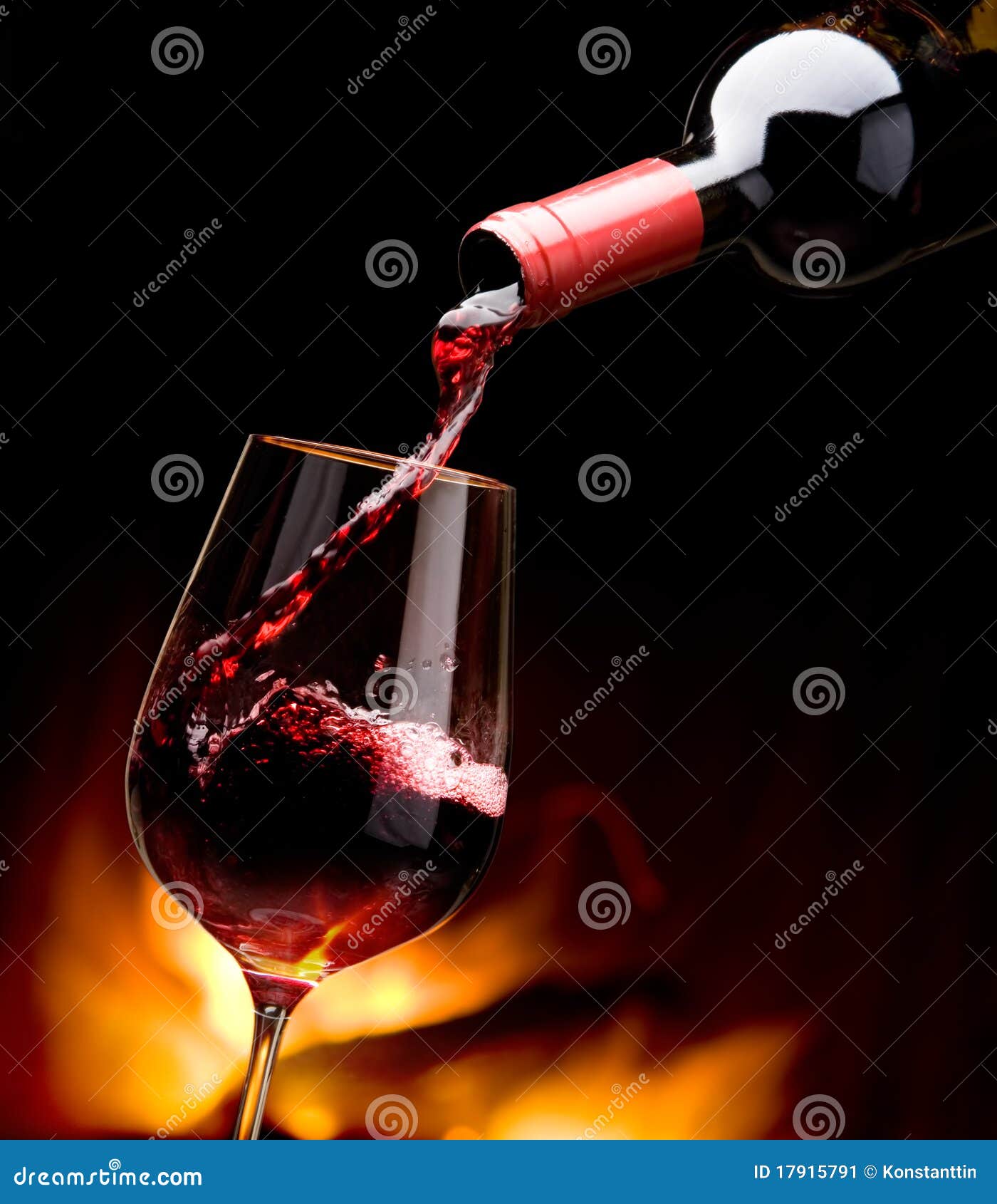 pouring wine by the fireplace